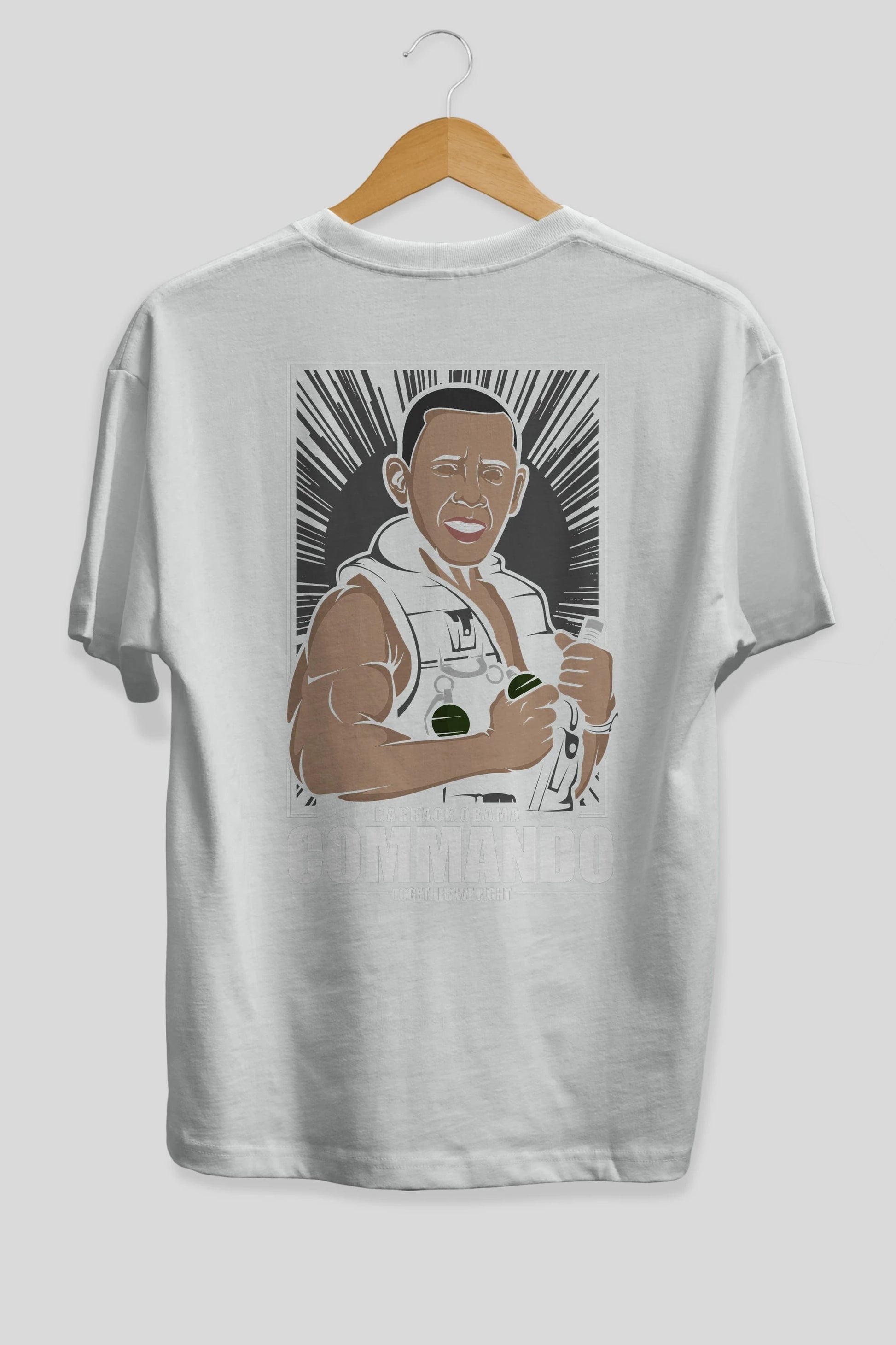 Obama Commando Arka Baskılı Oversize t-shirt Erkek Kadın Unisex %100 Pamuk tişort