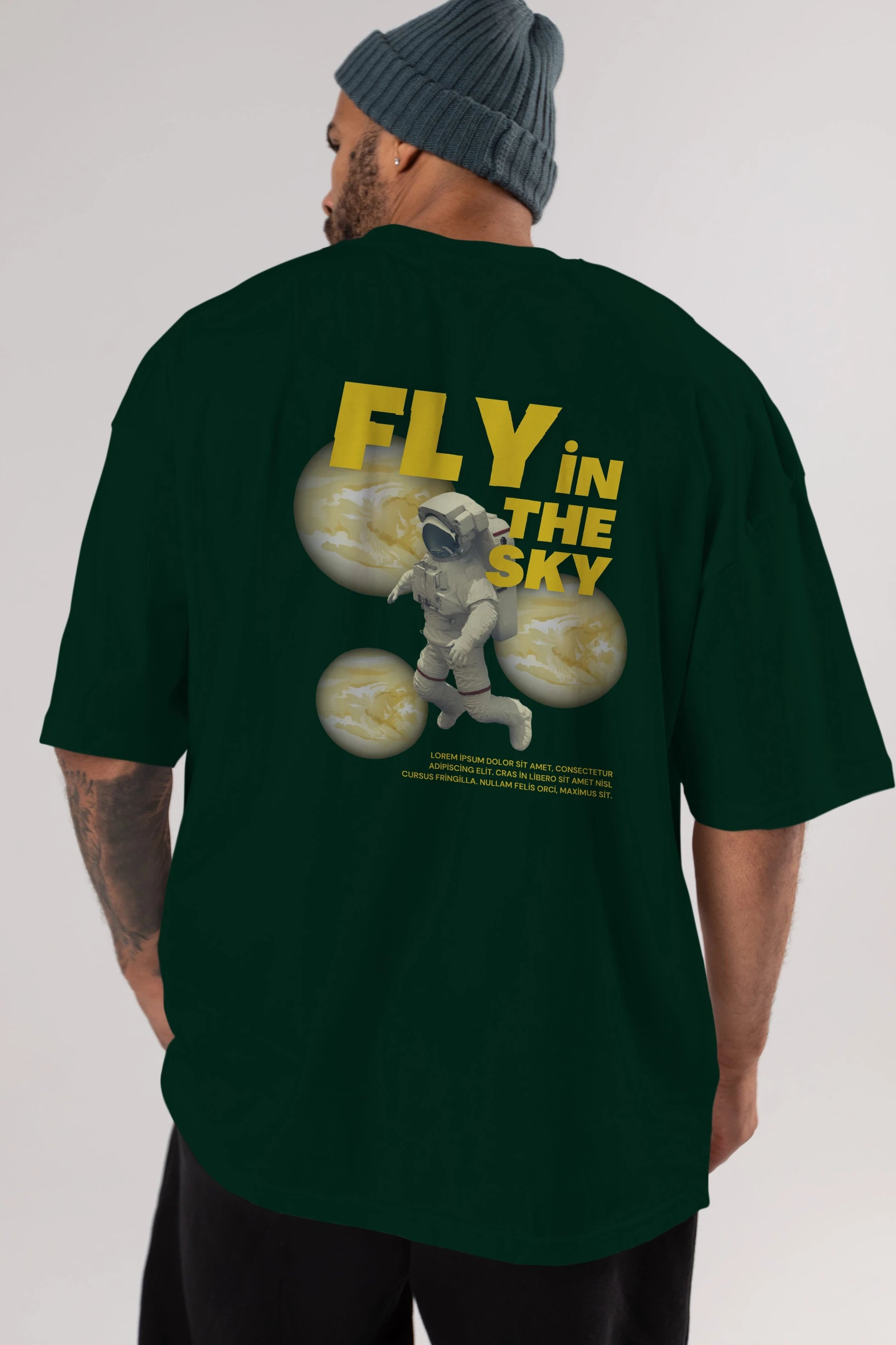 Fly in The Sky Arka Baskılı Oversize t-shirt Erkek Kadın Unisex