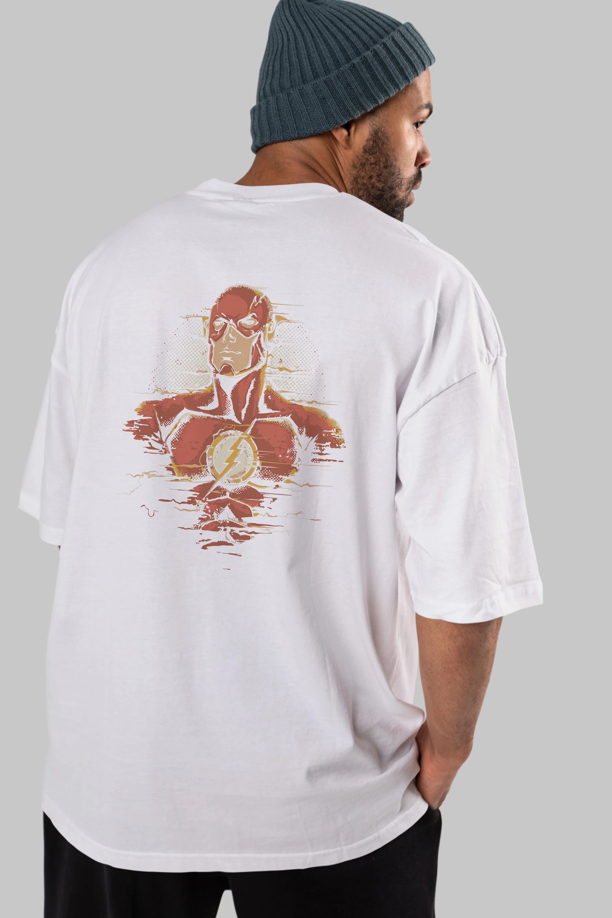 Flash Avengers Arka Baskılı Oversize t-shirt Erkek Kadın Unisex %100 Pamuk Bisiklet Yaka tişort
