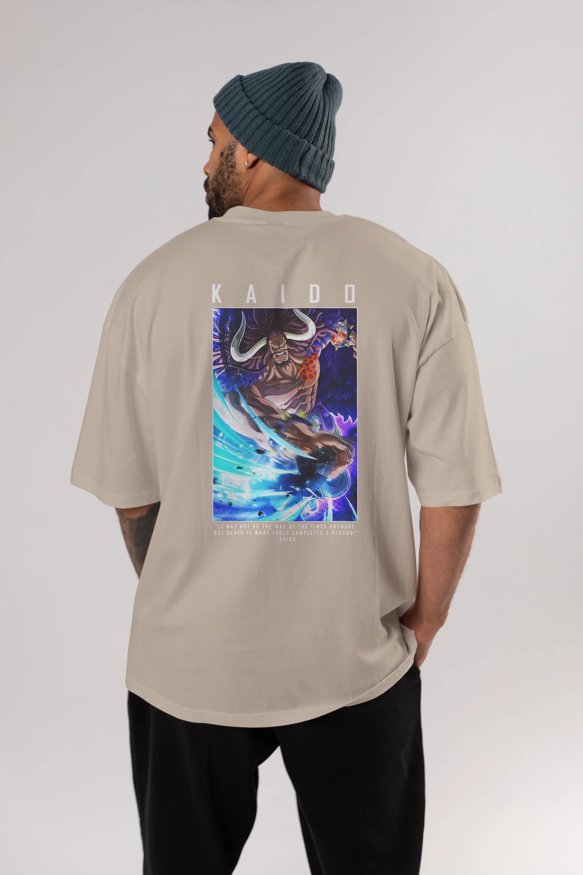 Kaido 2 Anime Arka Baskılı Oversize t-shirt Erkek Kadın Unisex %100 pamuk tişort