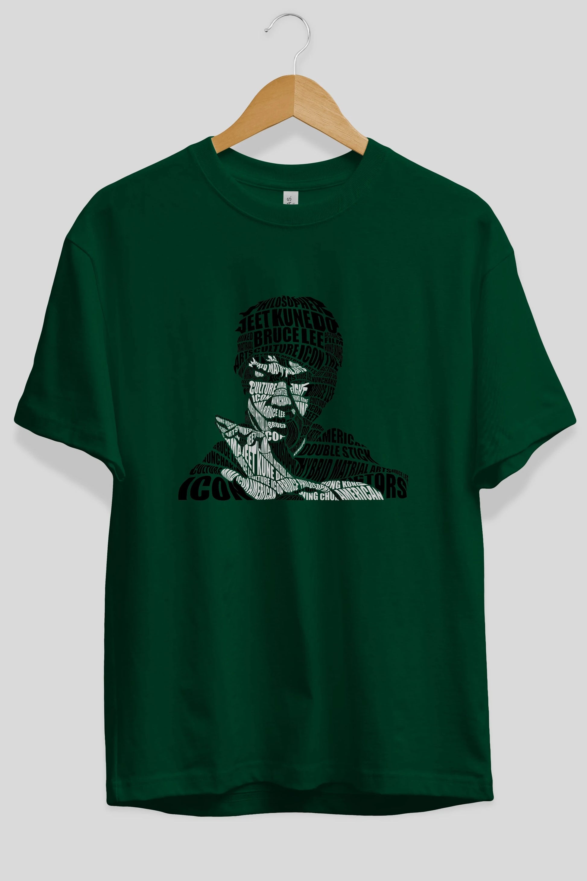 Bruce Lee Calligram Ön Baskılı Oversize t-shirt %100 pamuk Erkek Kadın Unisex