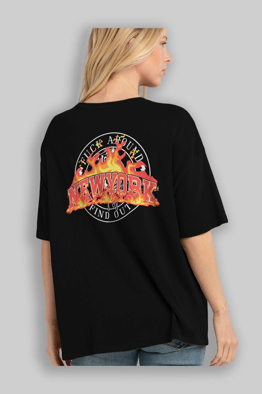 Newyork Style Arka Baskılı Oversize t-shirt Erkek Kadın Unisex