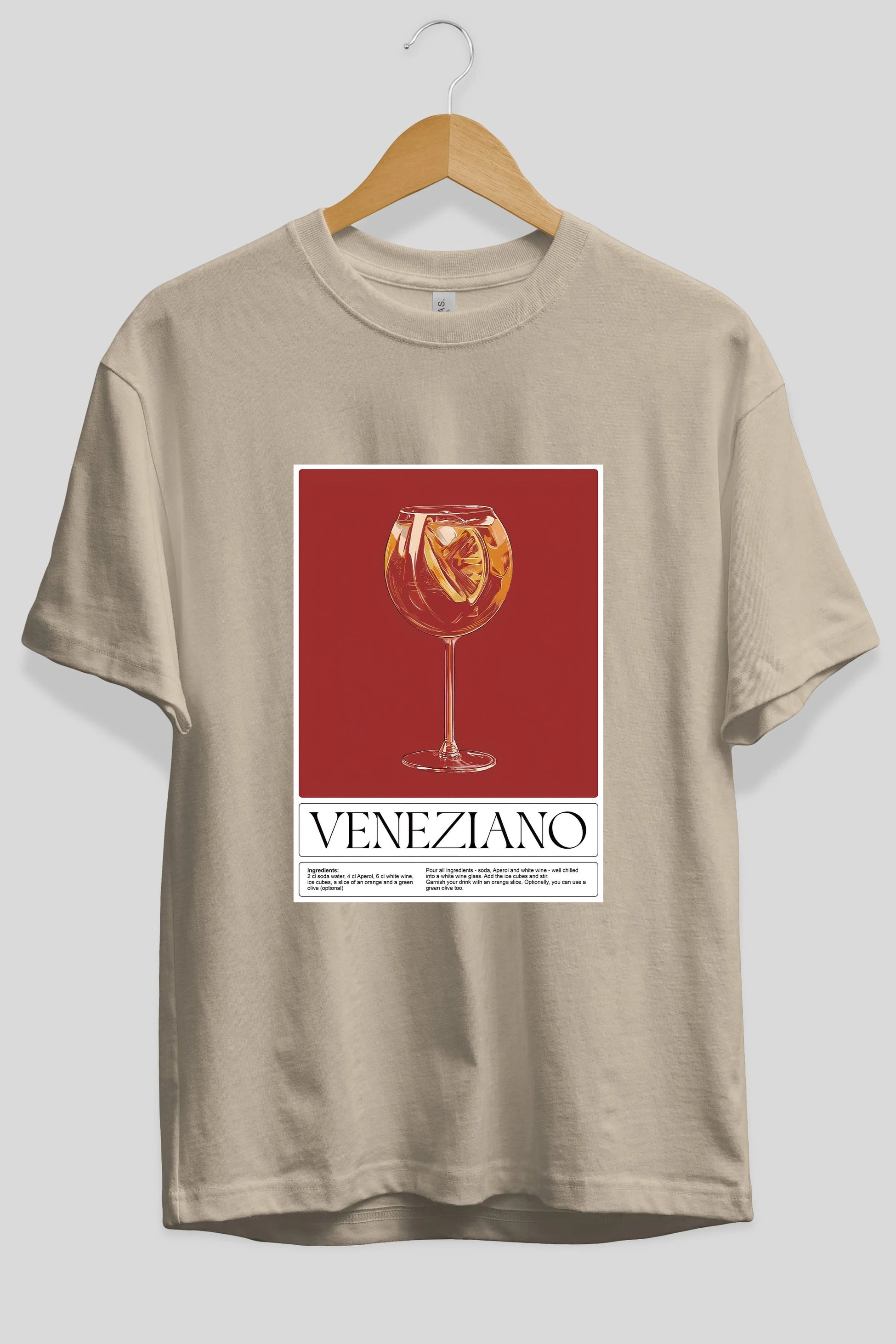 Veneziano Ön Baskılı Oversize t-shirt Erkek Kadın Unisex %100 Pamuk Bisiklet Yaka tişort