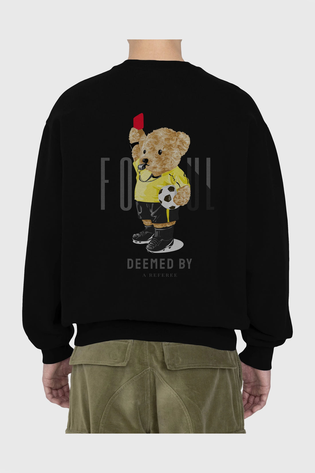 Teddy Bear Kırmızı Kart Arka Baskılı Oversize Sweatshirt Erkek Kadın Unisex
