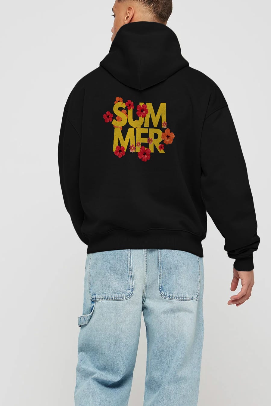 Summer Yazılı 2 Arka Baskılı Oversize Hoodie Kapüşonlu Sweatshirt Erkek Kadın Unisex