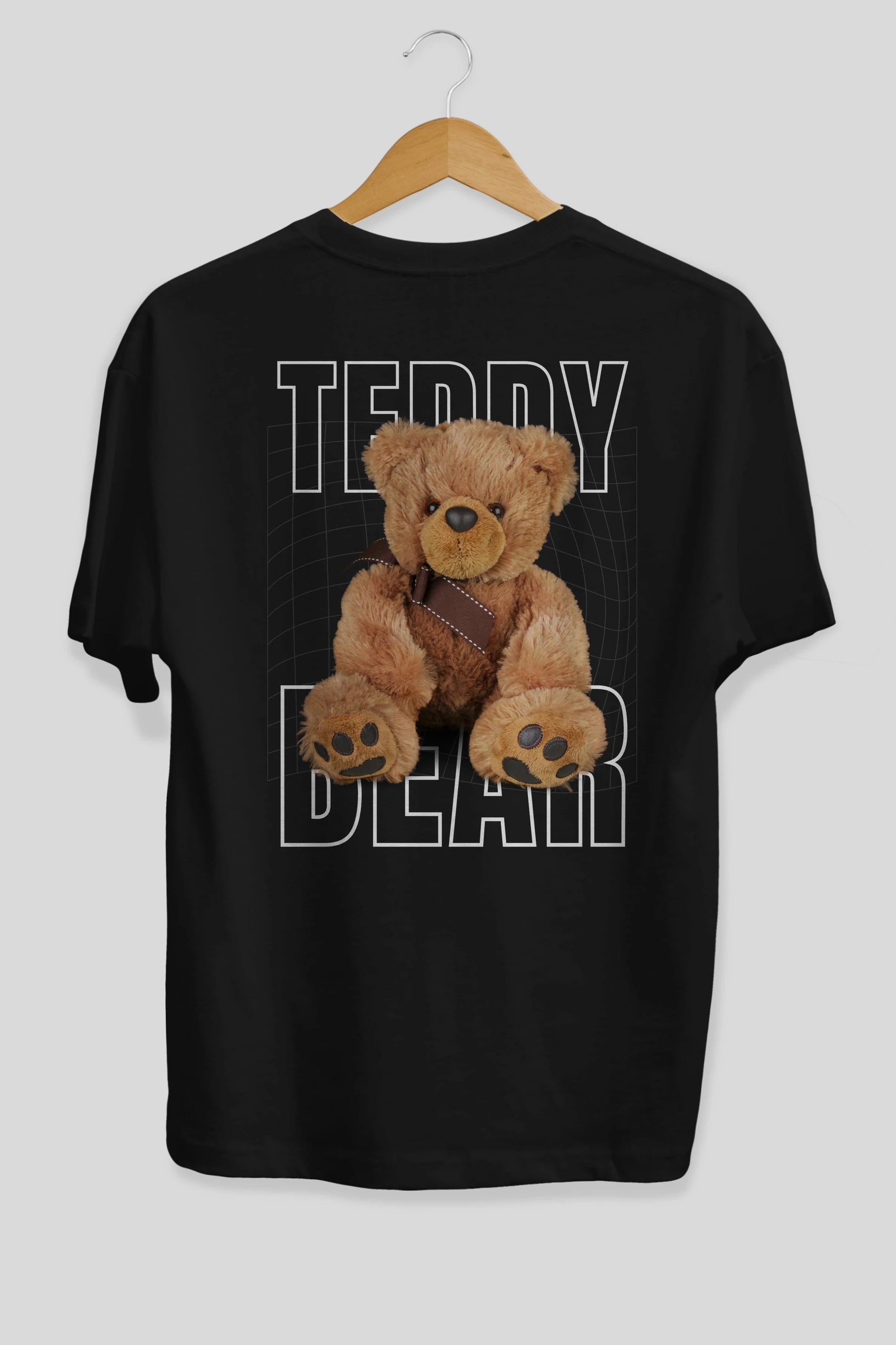 Teddy Bear Yazılı Arka Baskılı Oversize t-shirt Erkek Kadın Unisex %100 Pamuk