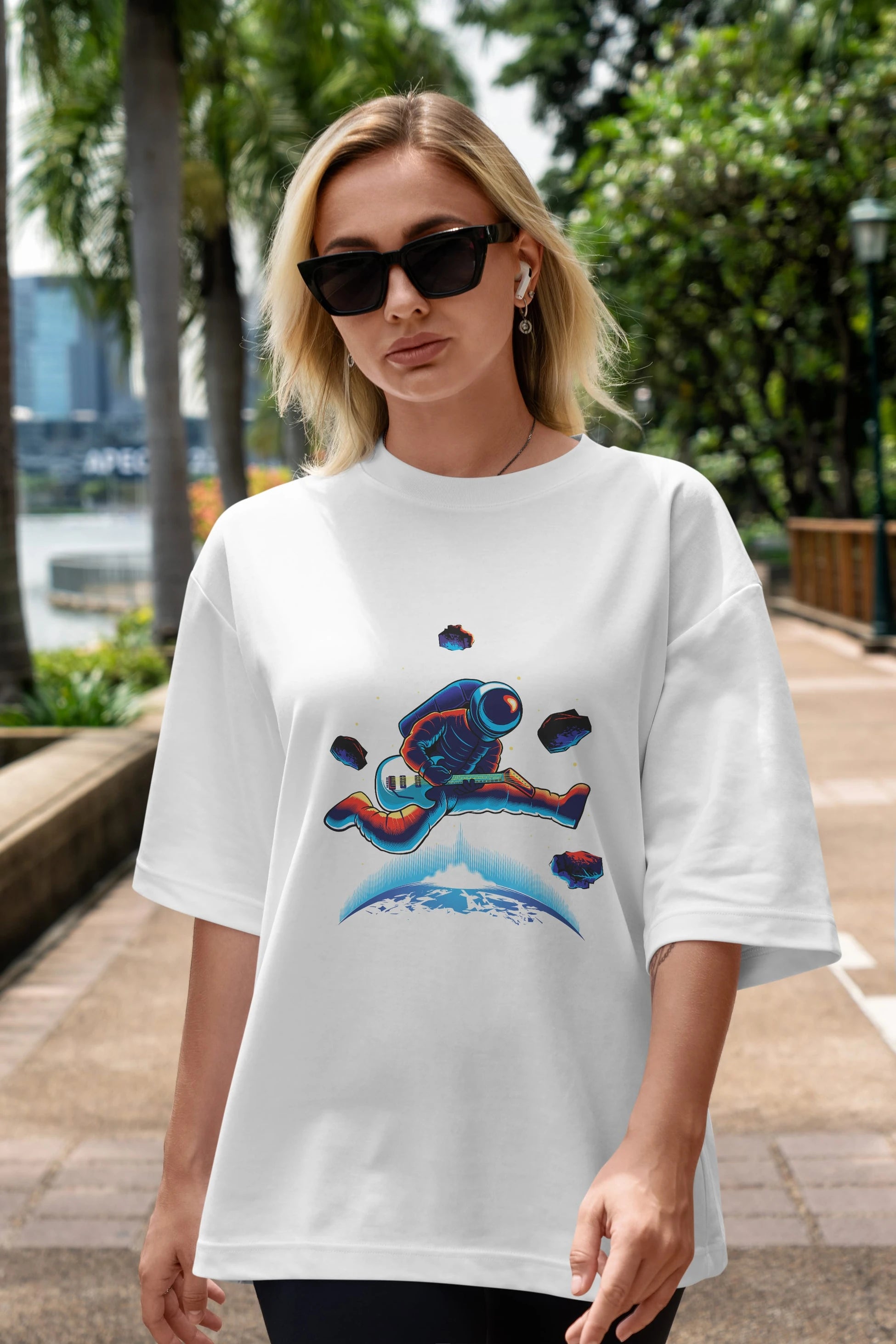 Astroguitar Ön Baskılı Oversize t-shirt Erkek Kadın Unisex