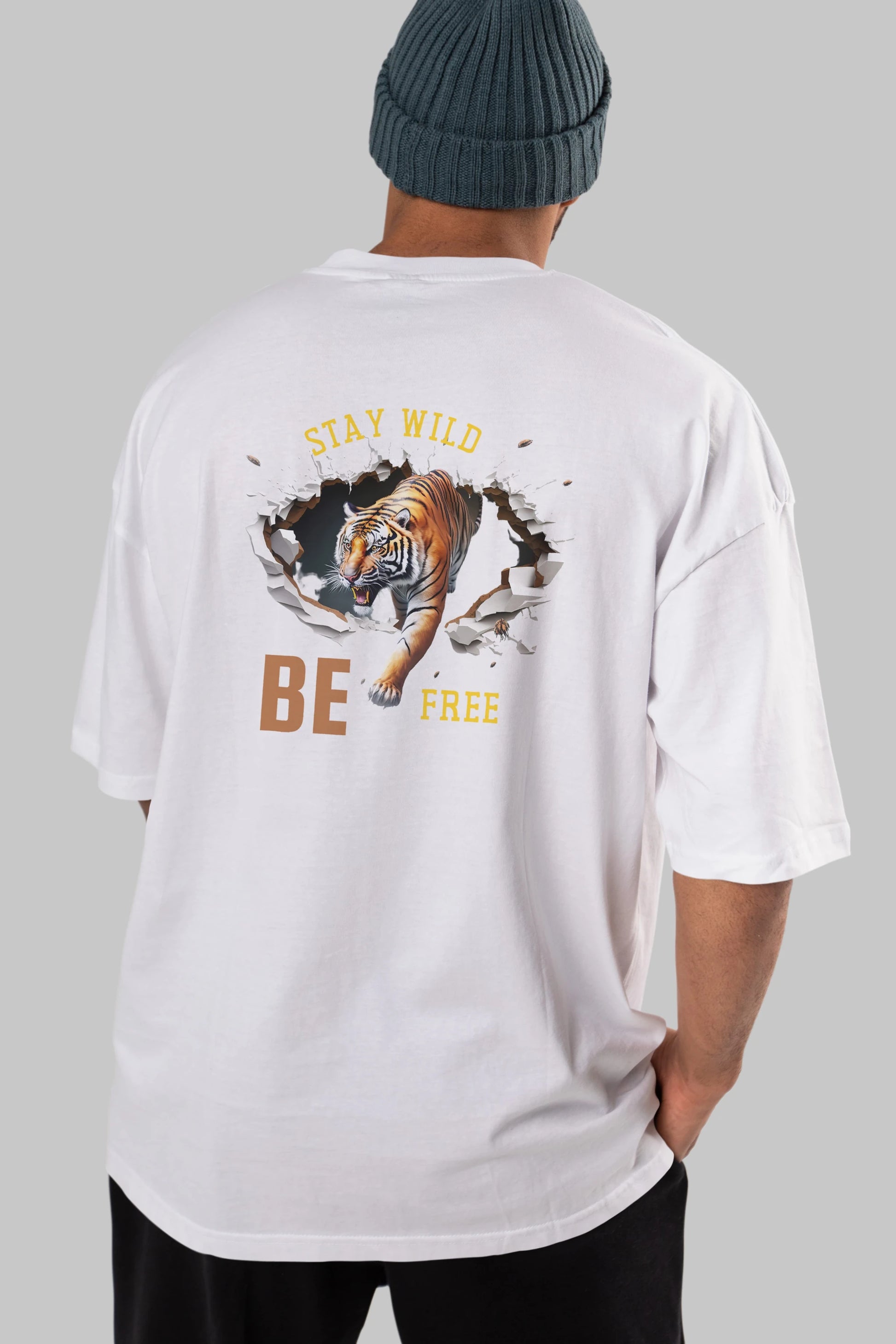 Stay Wild Be Free Yazılı Arka Baskılı Oversize t-shirt Erkek Kadın Unisex