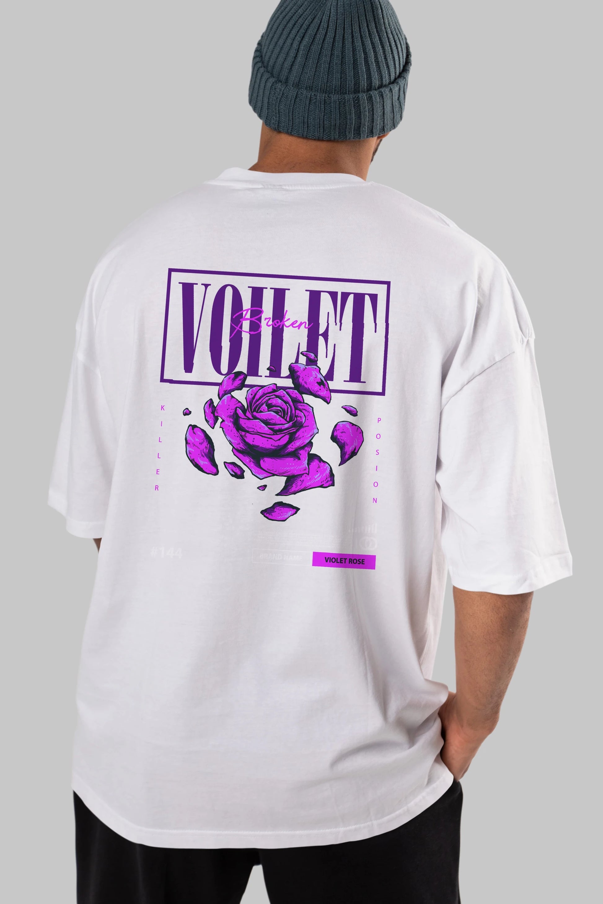 Voilet Broken Arka Baskılı Oversize t-shirt Erkek Kadın Unisex