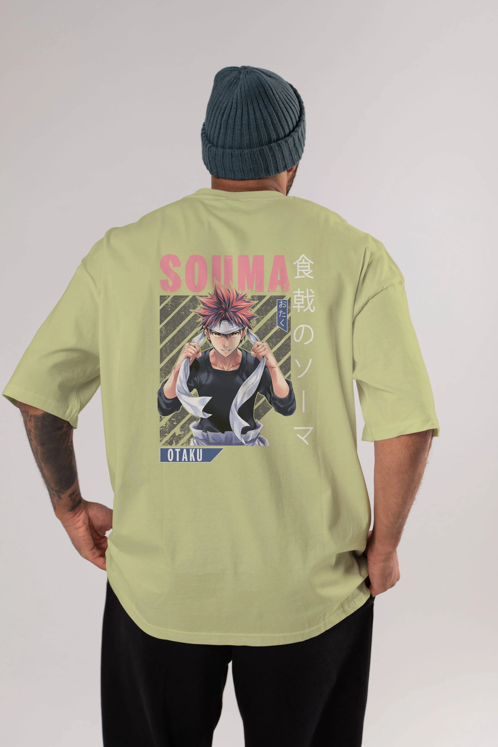 Souma Yukihira 8 Anime Arka Baskılı Oversize t-shirt Erkek Kadın Unisex