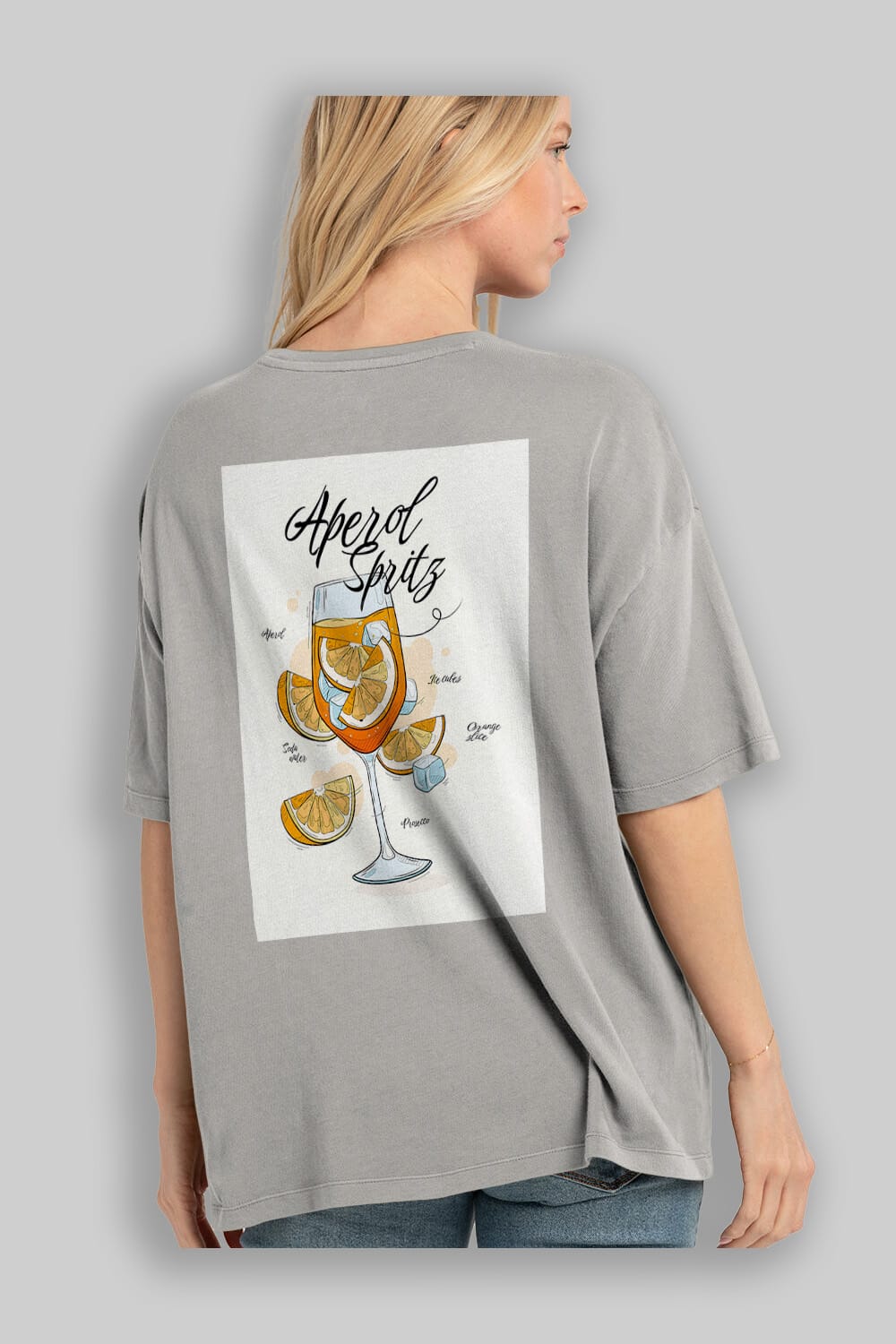 Aperol Spritz 6 Arka Baskılı Oversize t-shirt Erkek Kadın Unisex %100 Pamuk Bisiklet Yaka tişort