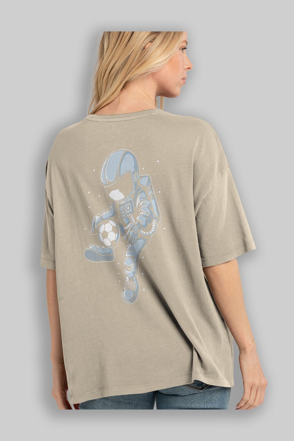 Astronaut Soccer Player Arka Baskılı Oversize t-shirt Erkek Kadın Unisex