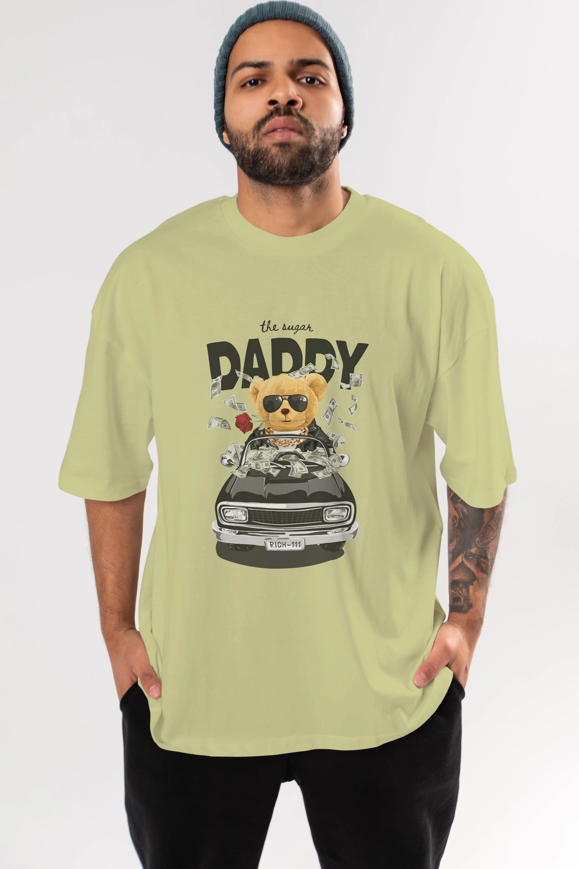 Teddy Bear Daddy Ön Baskılı Oversize t-shirt Erkek Kadın Unisex %100 Pamuk