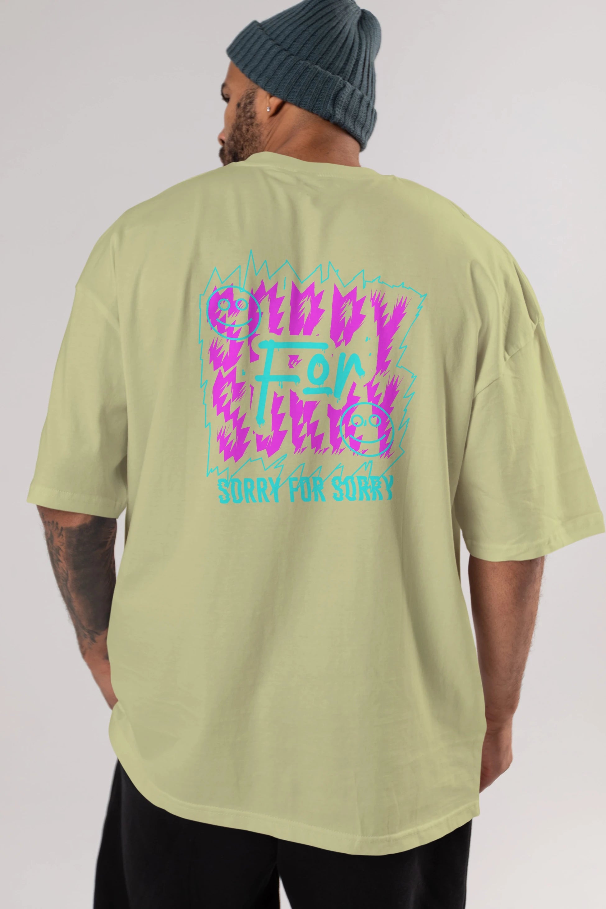 Sorry for Sorry Arka Baskılı Oversize t-shirt Erkek Kadın Unisex