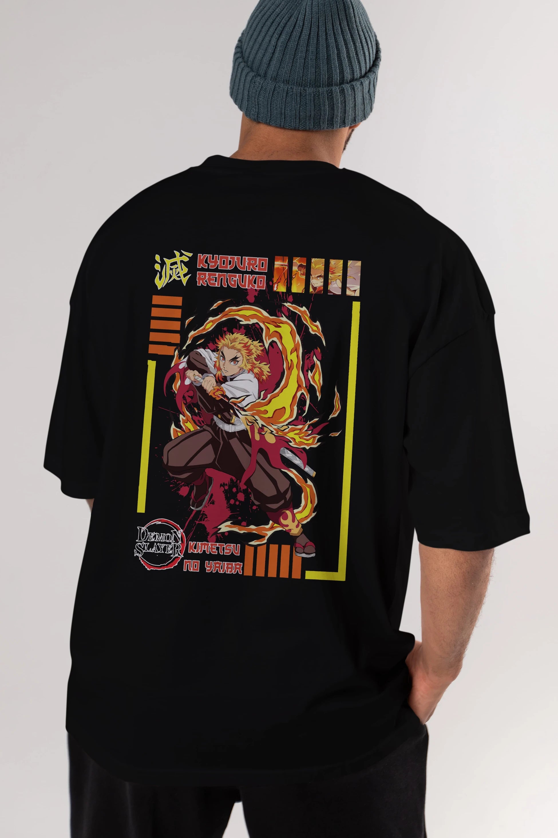 KYOJURO RENGOKU Anime Arka Baskılı Oversize t-shirt Erkek Kadın Unisex