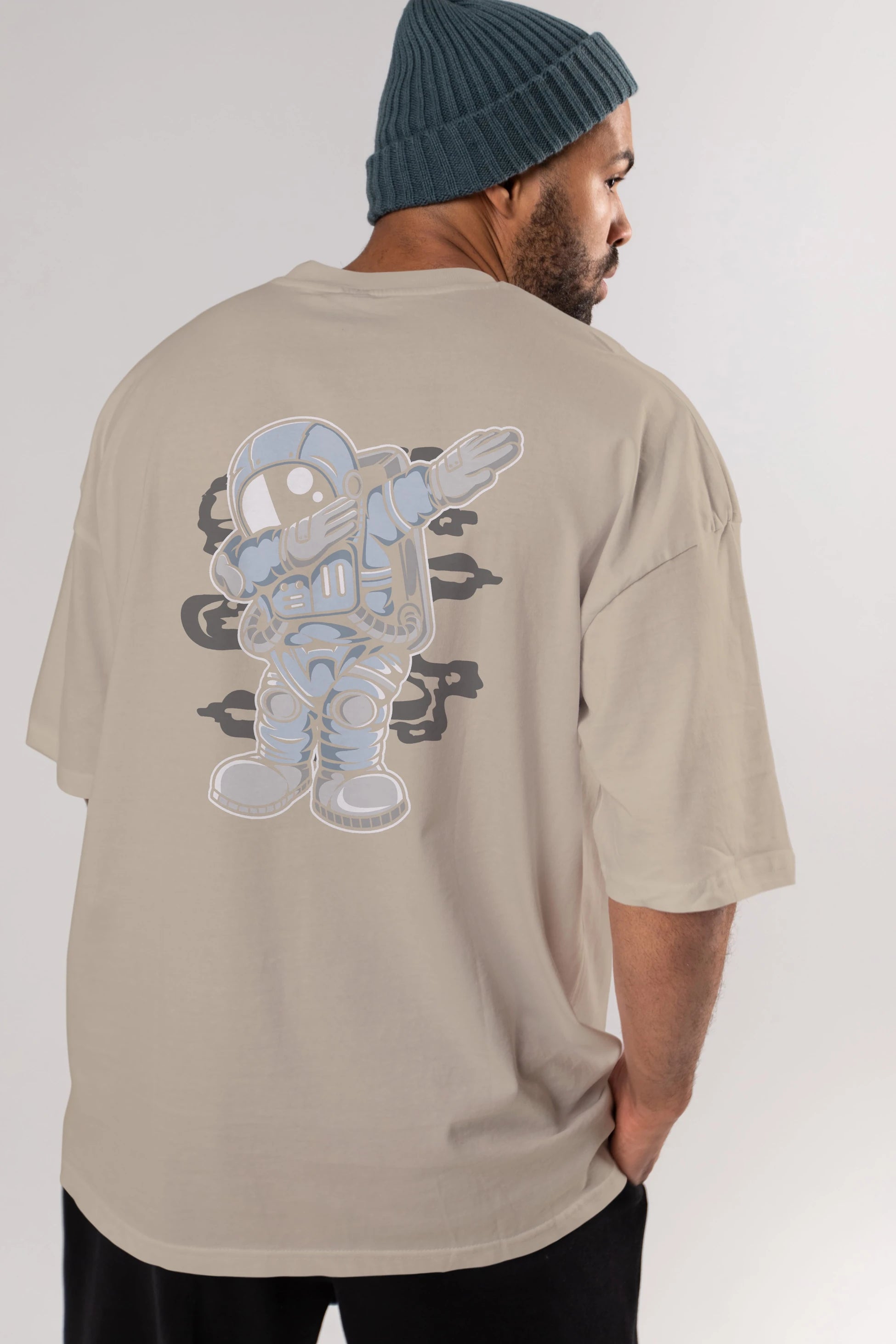 Astronaut Dab Arka Baskılı Oversize t-shirt Erkek Kadın Unisex