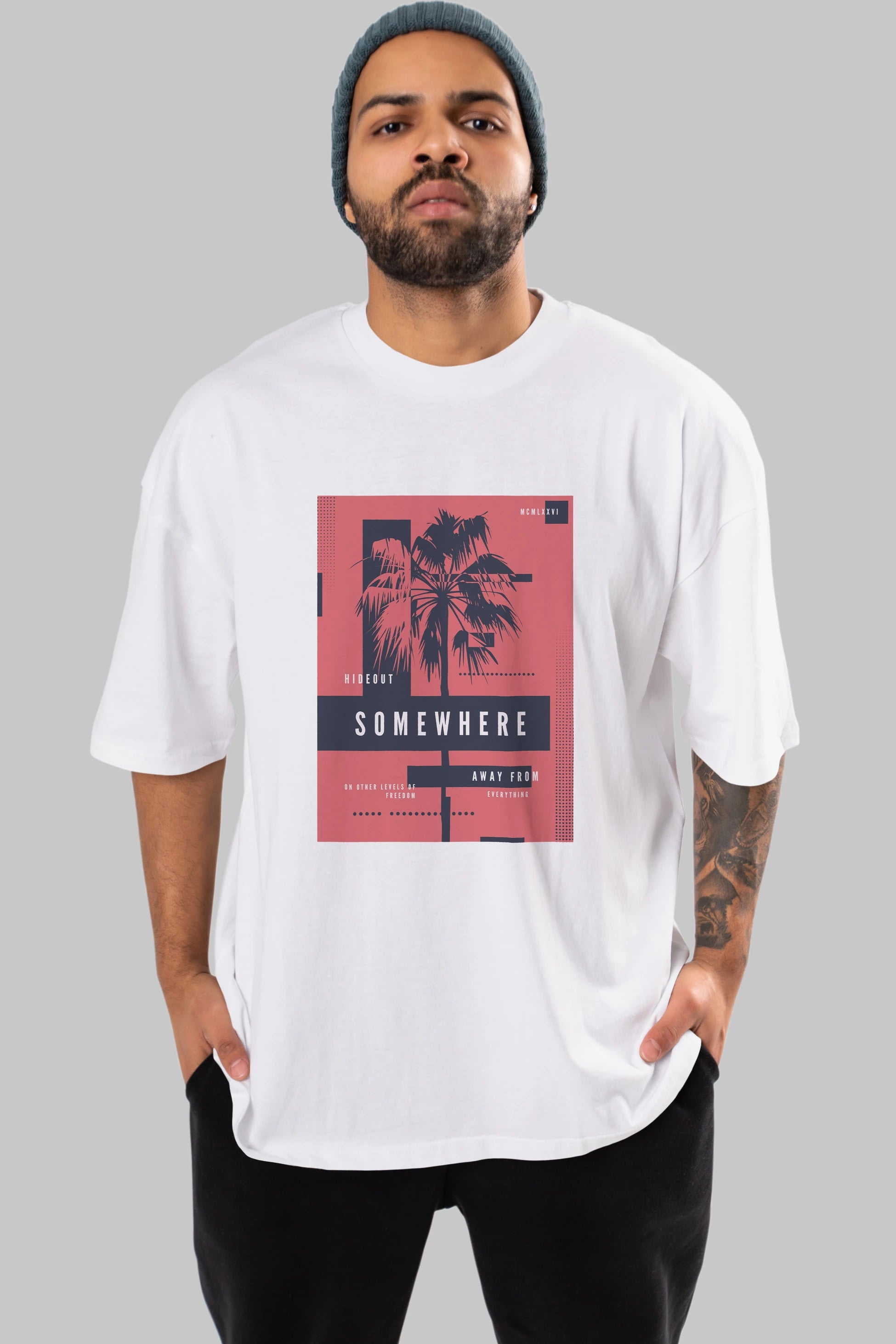 Hideout Somewhere Ön Baskılı Oversize t-shirt Erkek Kadın Unisex
