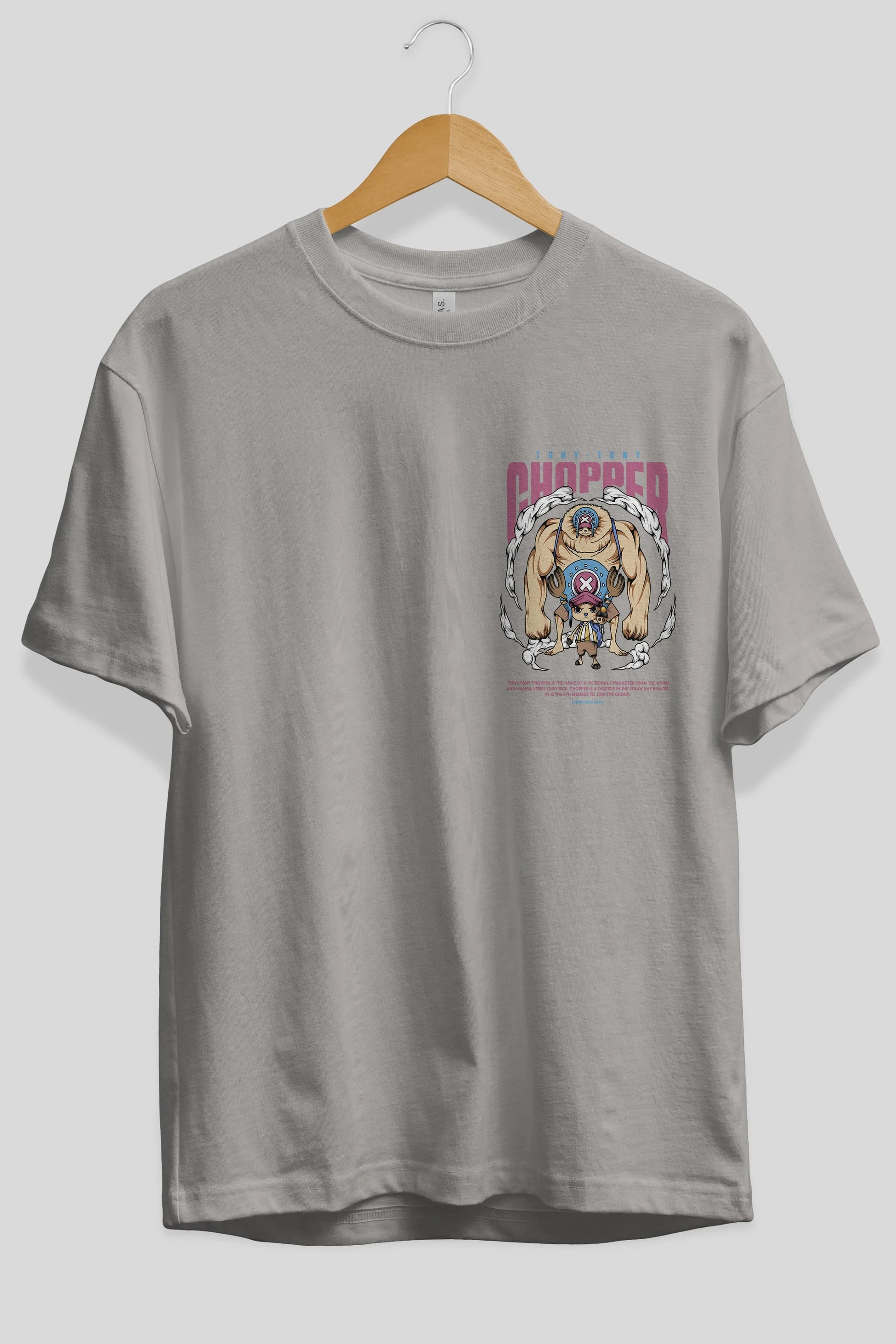 Tony Tony Chopper Ön Sol Baskılı Oversize t-shirt Erkek Kadın Unisex %100 Pamuk Bisiklet Yaka tişort