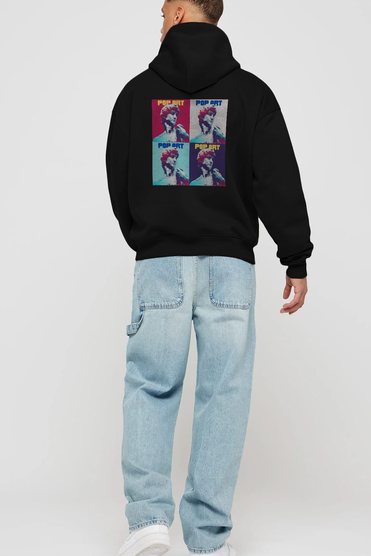 Creative Pop Art Arka Baskılı Oversize Hoodie Kapüşonlu Sweatshirt Erkek Kadın Unisex