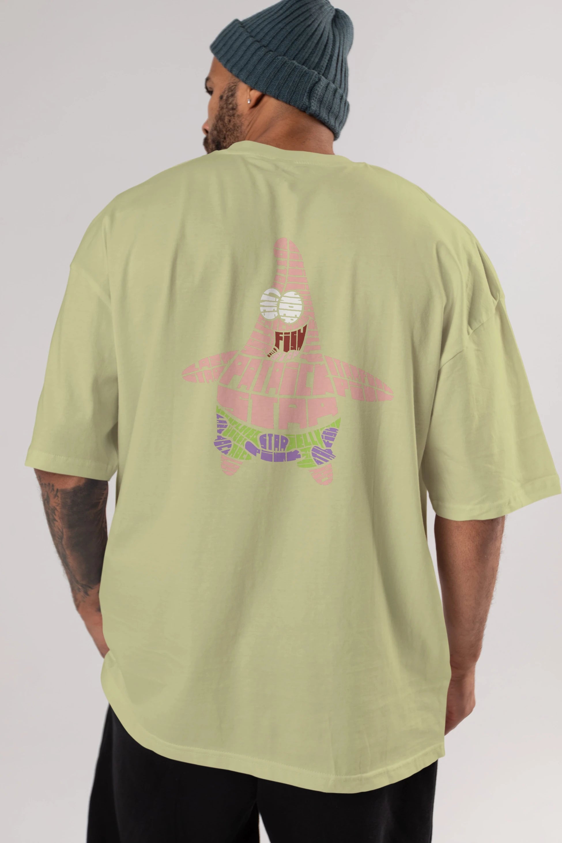 Patrick Star Arka Baskılı Oversize t-shirt %100 pamuk Erkek Kadın Unisex