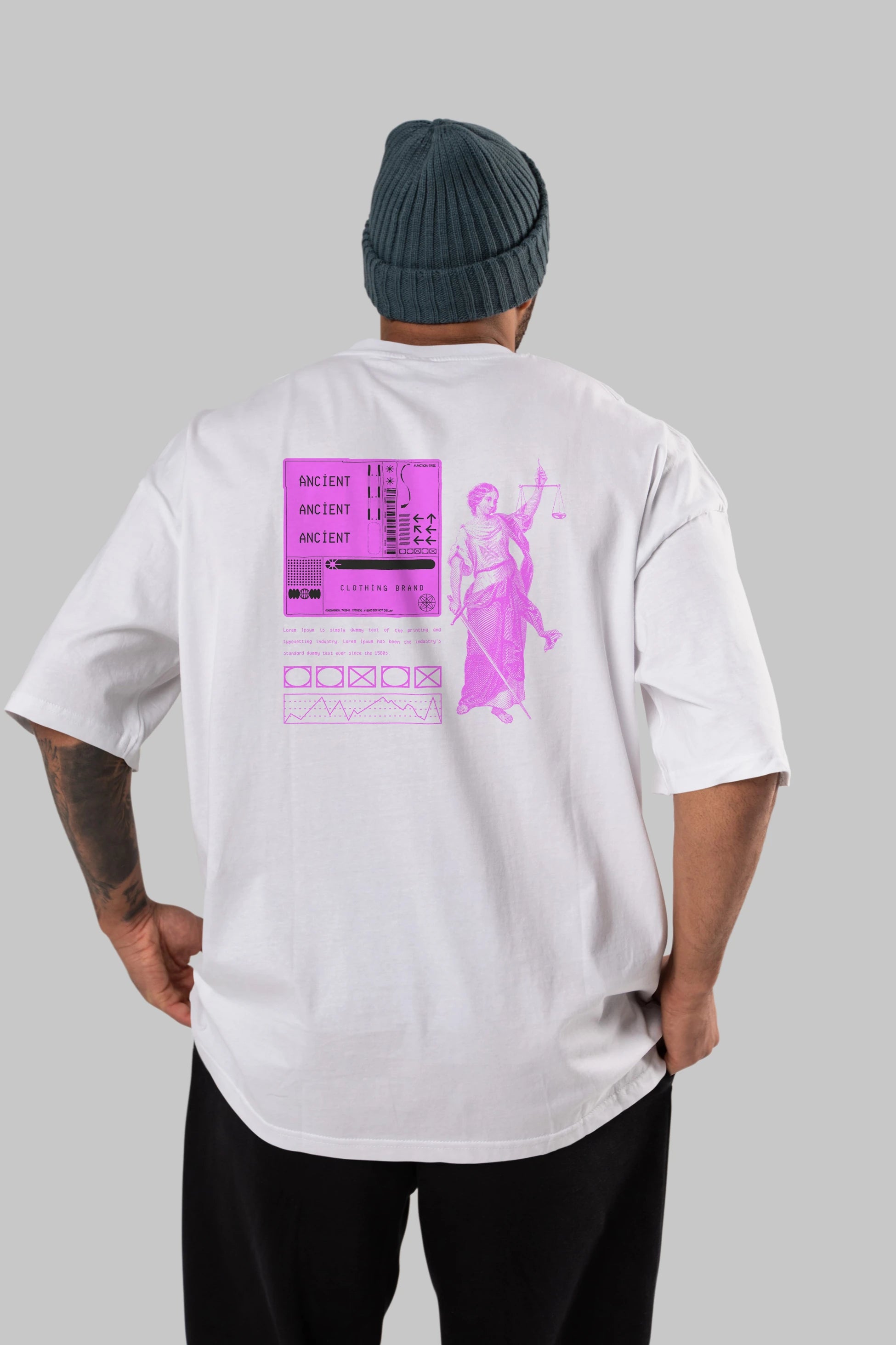 Ancient Streetwear Arka Baskılı Oversize t-shirt Erkek Kadın Unisex