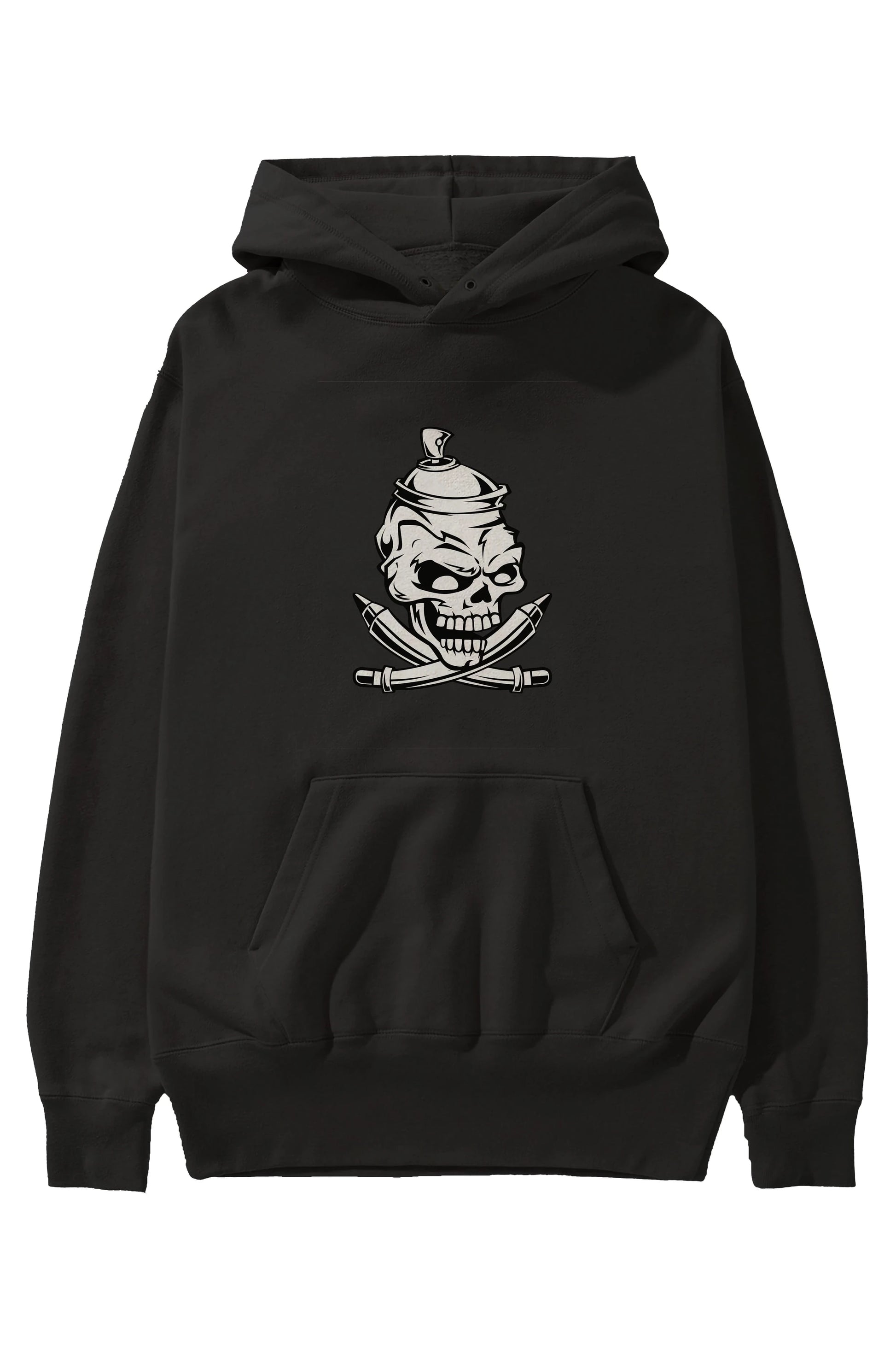Skull Grafity Ön Baskılı Hoodie Oversize Kapüşonlu Sweatshirt Erkek Kadın Unisex