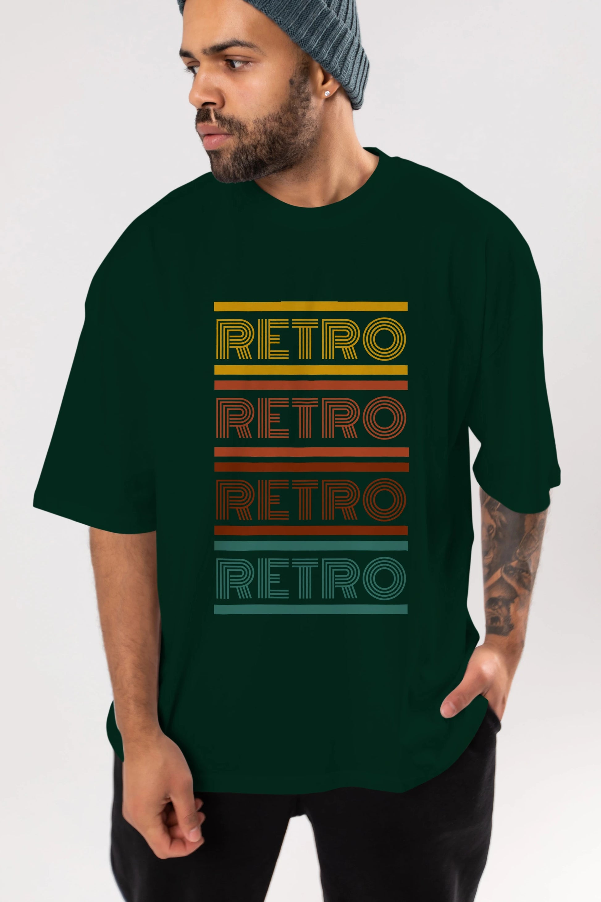 Retro Yazılı Ön Baskılı Oversize t-shirt Erkek Kadın Unisex