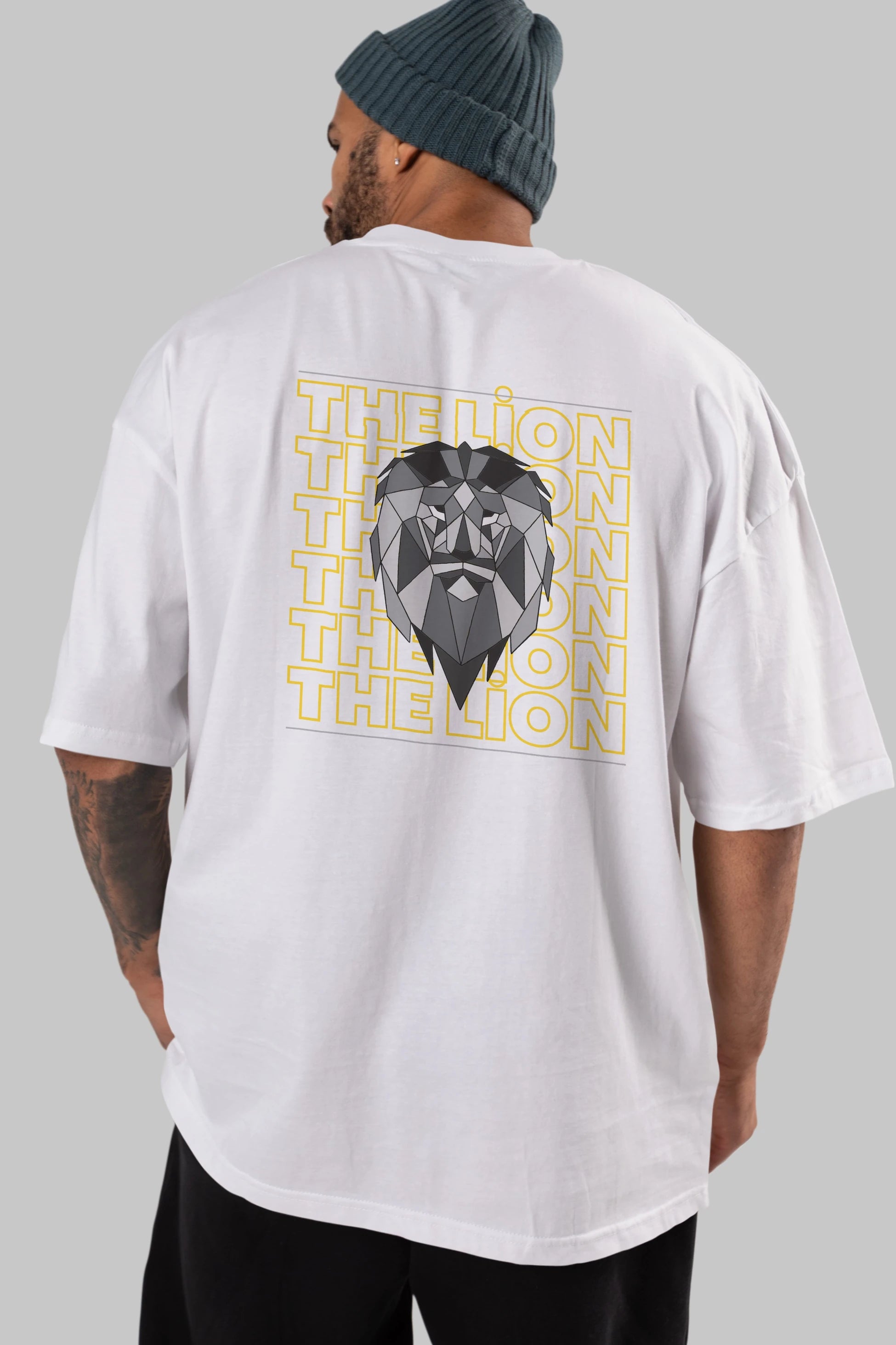 The Lion Yazılı Arka Baskılı Oversize t-shirt Erkek Kadın Unisex