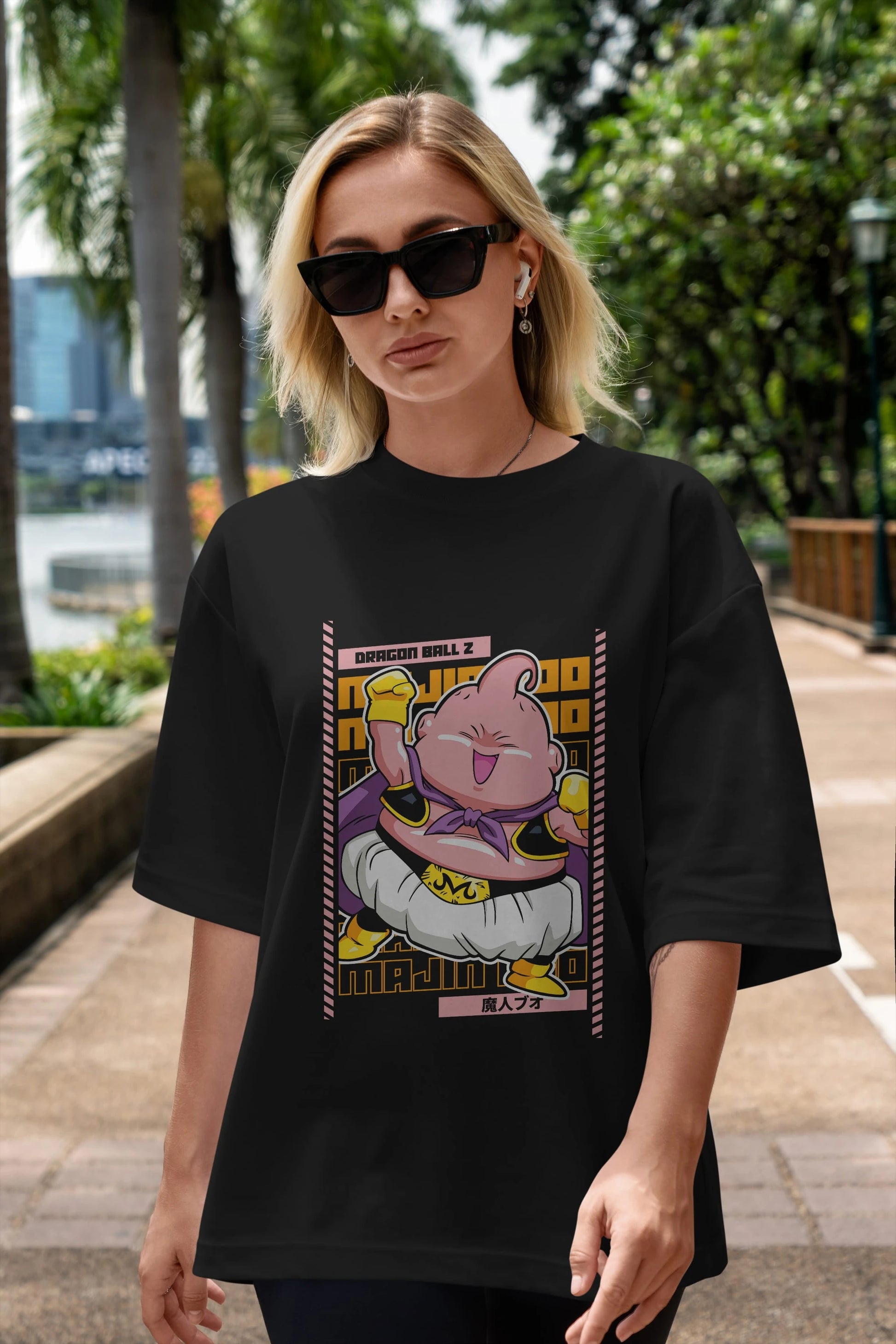 MAJIN BOO1 Anime Ön Baskılı Oversize t-shirt %100 pamuk Erkek Kadın Unisex