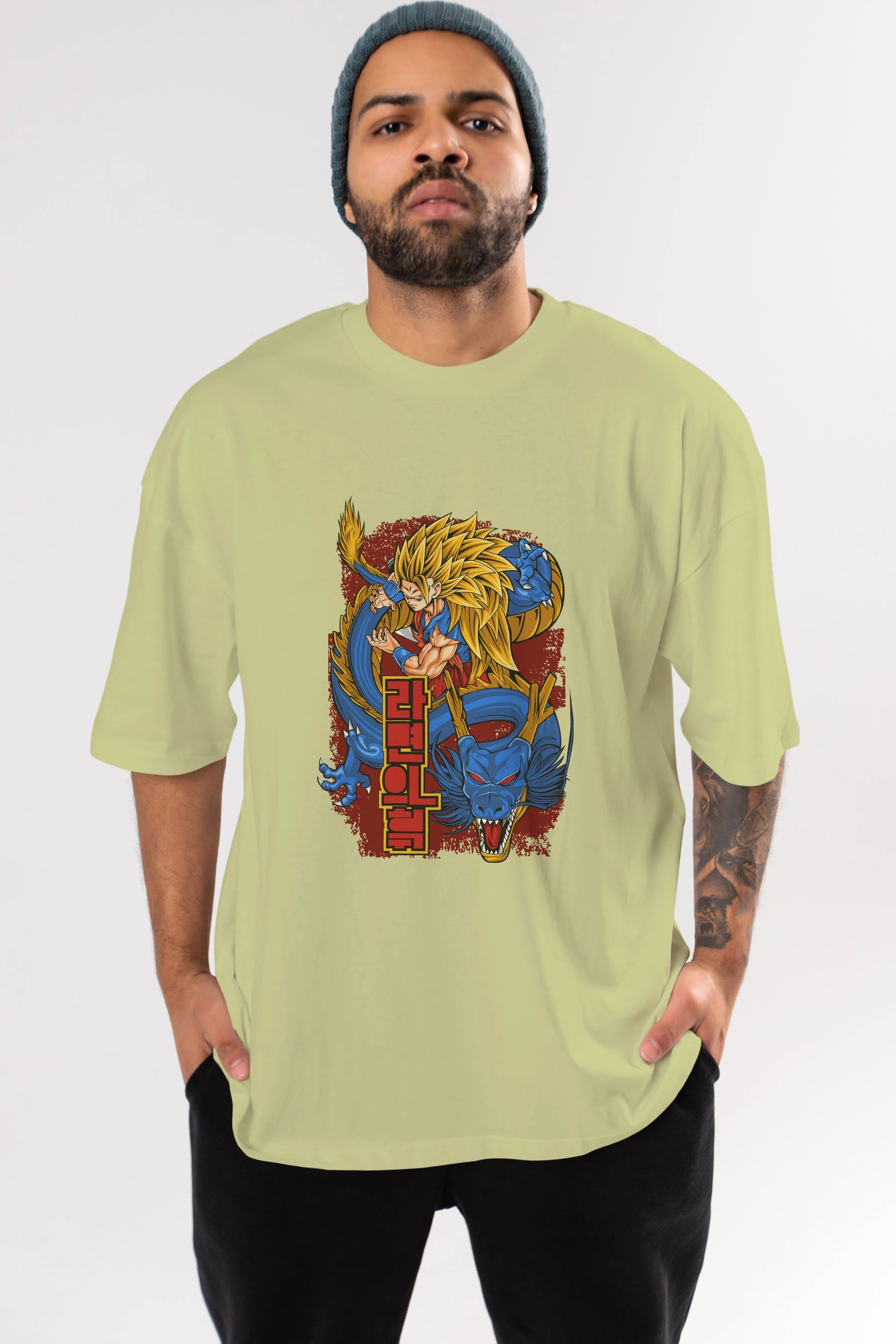 DRAGON BALL Z Anime Ön Baskılı Oversize t-shirt %100 pamuk Erkek Kadın Unisex