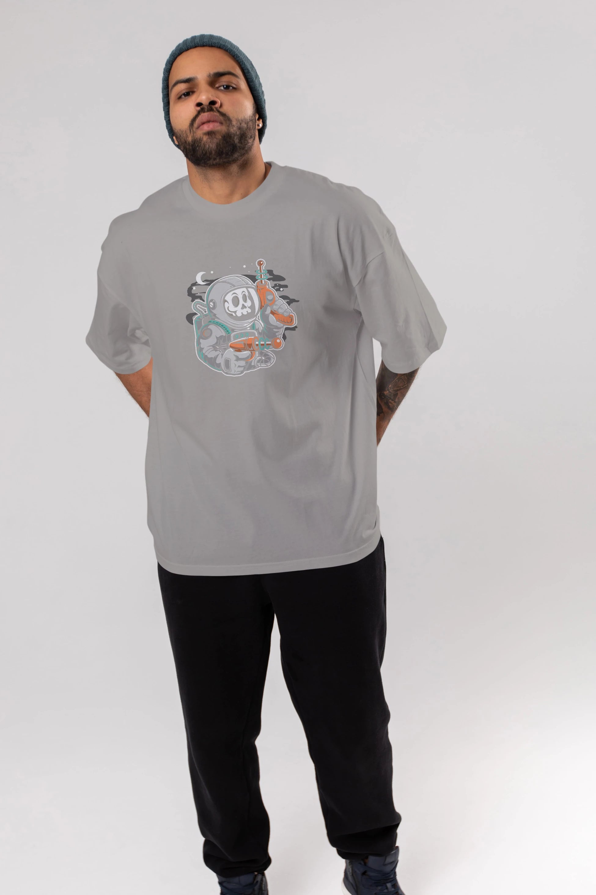 Astronaut Ray Gun Ön Baskılı Oversize t-shirt Erkek Kadın Unisex
