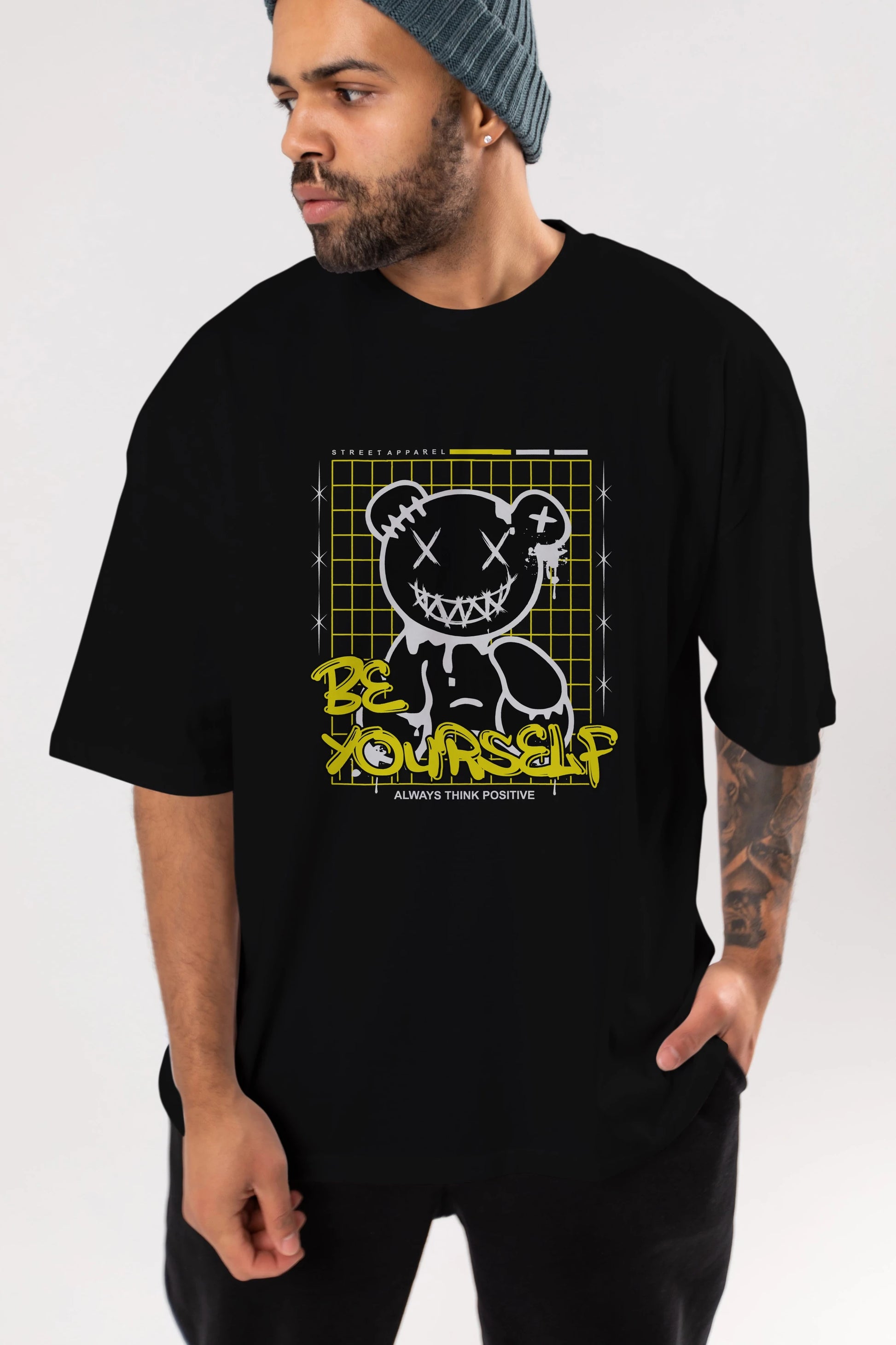 Teddy Bear Be Yourself Ön Baskılı Oversize t-shirt Erkek Kadın Unisex