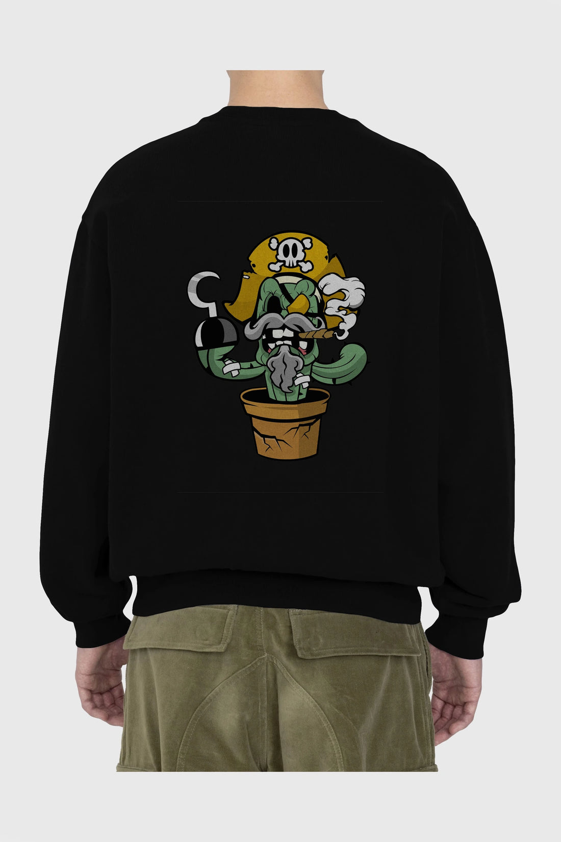 Pirate Cactus Arka Baskılı Oversize Sweatshirt Erkek Kadın Unisex