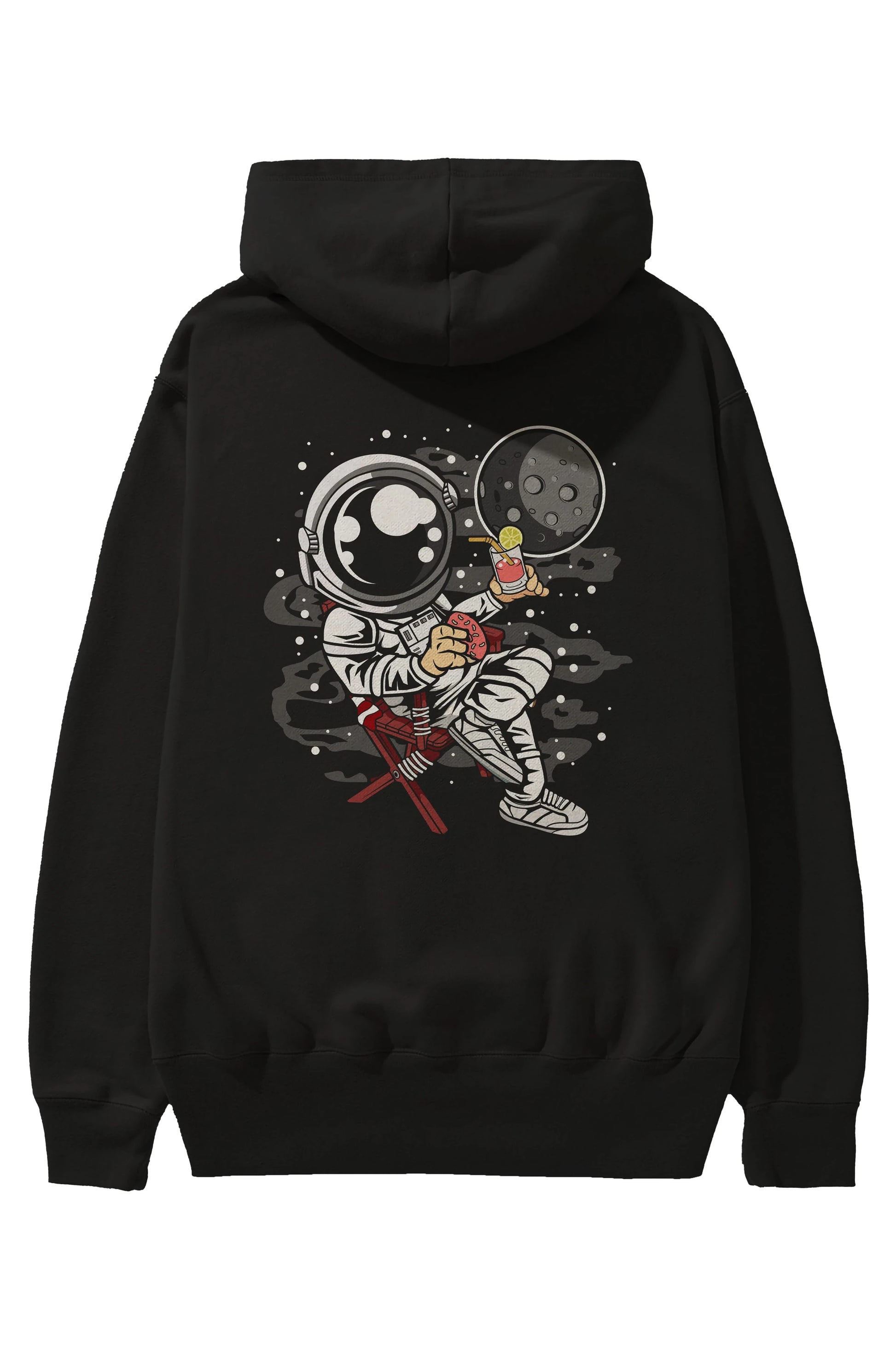 Holiday Astronaut Arka Baskılı Hoodie Oversize Kapüşonlu Sweatshirt Erkek Kadın Unisex