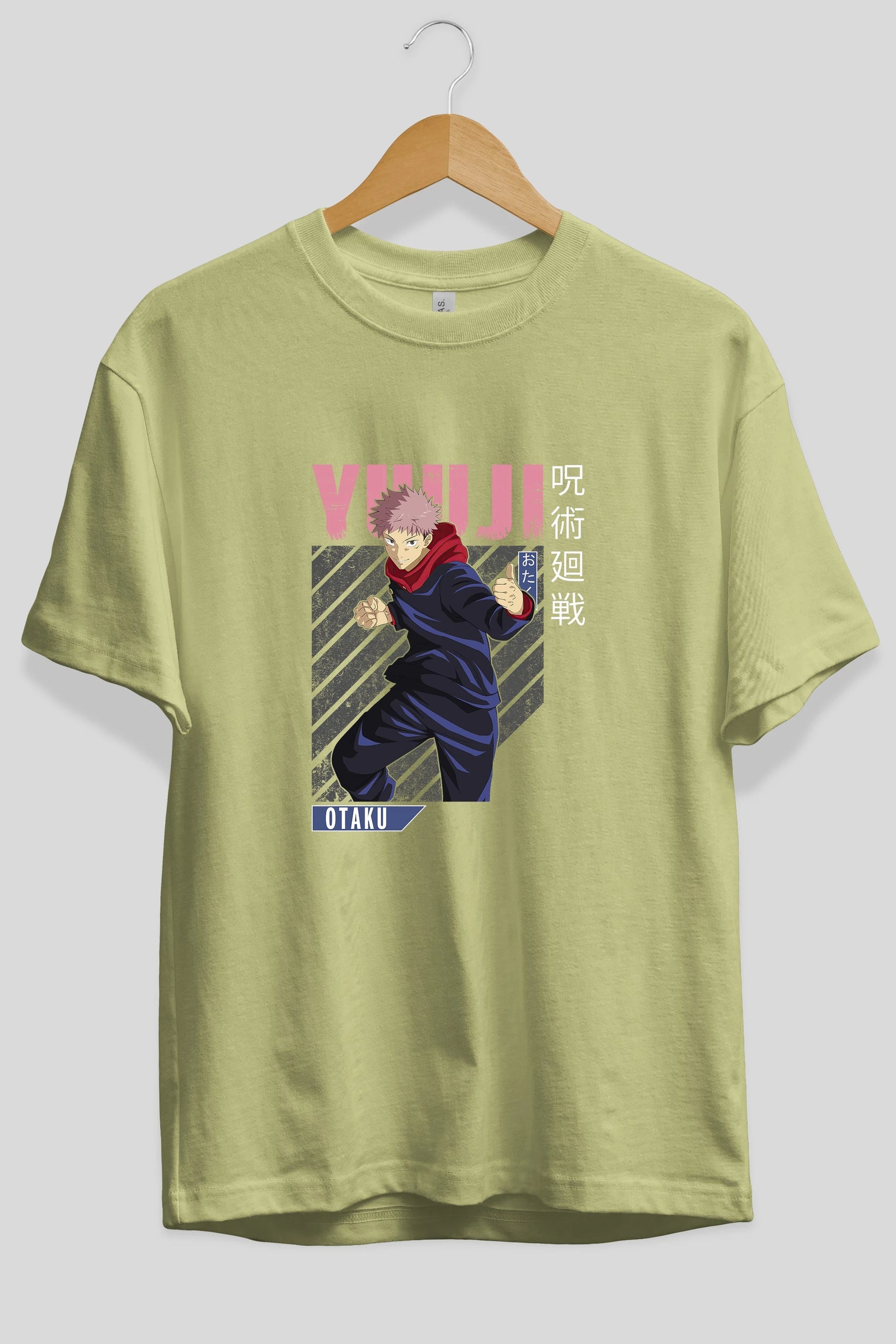 Yuuji Itadori Anime Ön Baskılı Oversize t-shirt %100 pamuk Erkek Kadın Unisex