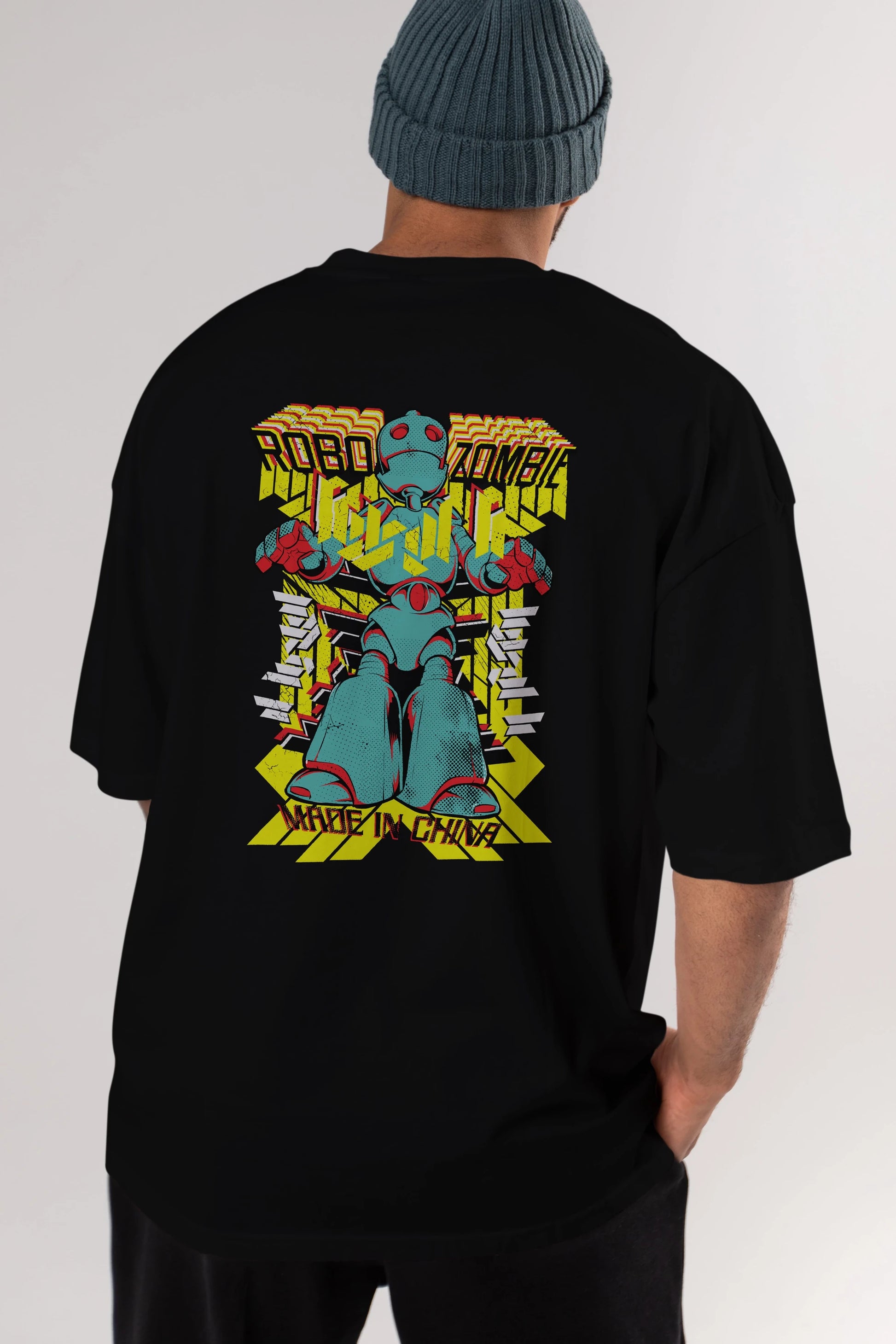 Robo Zombie Arka Baskılı Oversize t-shirt Erkek Kadın Unisex