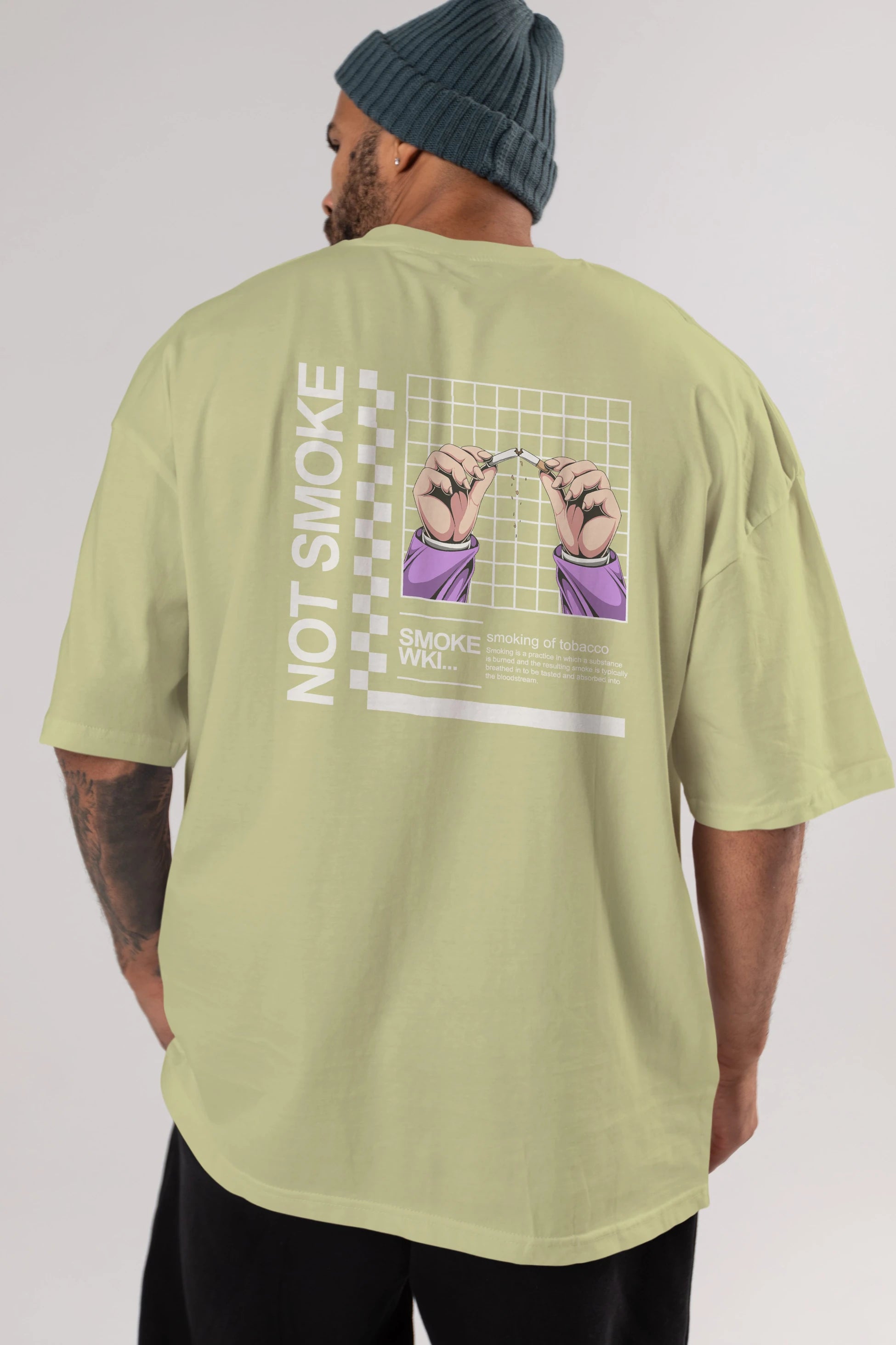 Not Smoke Arka Baskılı Oversize t-shirt Erkek Kadın Unisex