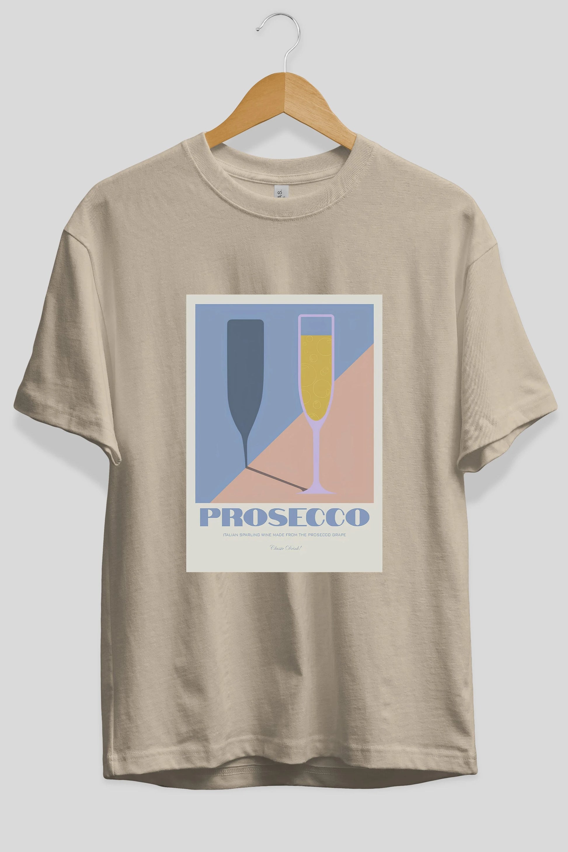 Prosecco Ön Baskılı Oversize t-shirt Erkek Kadın Unisex %100 Pamuk Bisiklet Yaka tişort