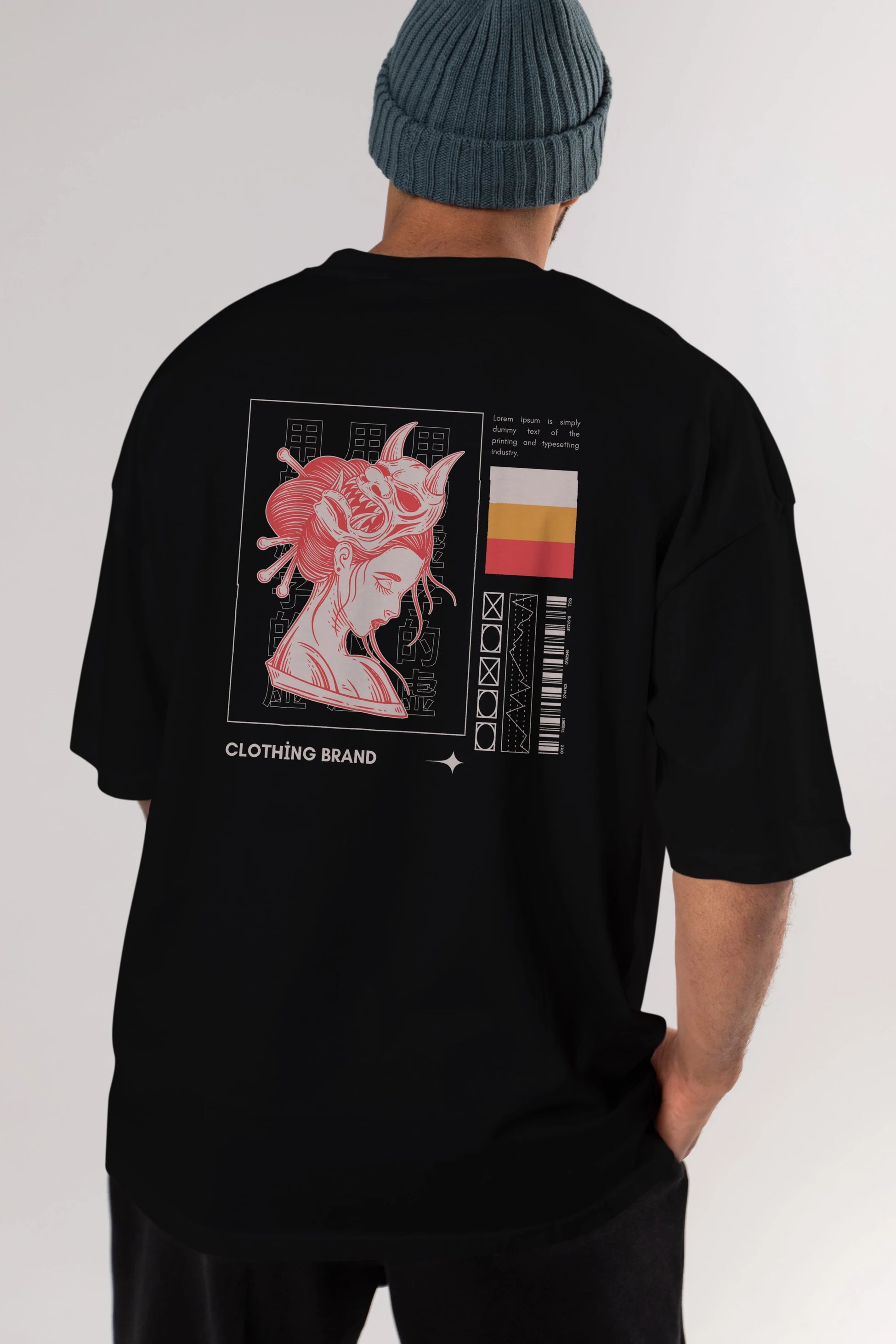 Hipster Japanese Style 2 Arka Baskılı Oversize t-shirt Erkek Kadın Unisex