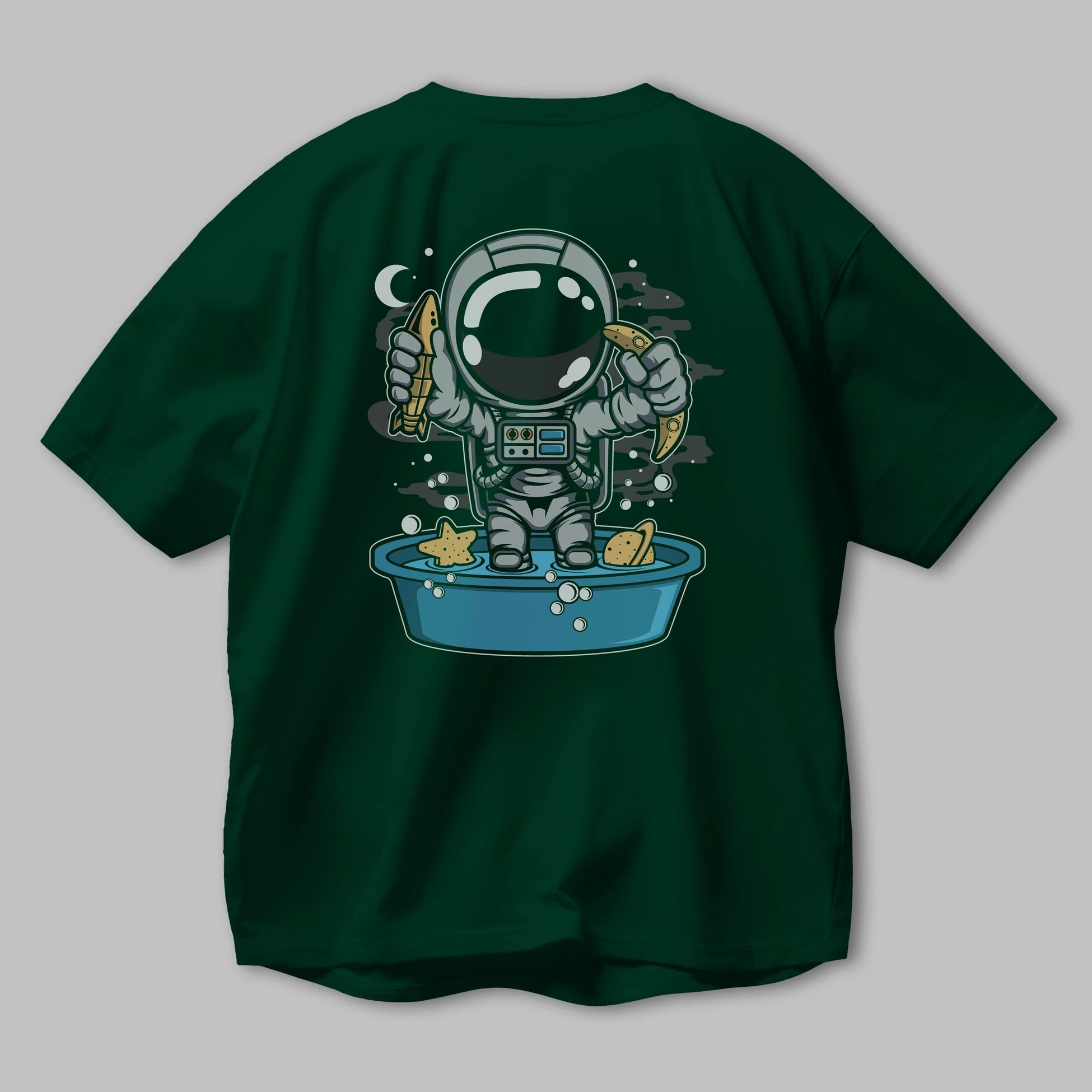 Astronaut Bath Tub Arka Baskılı Oversize t-shirt Erkek Kadın Unisex