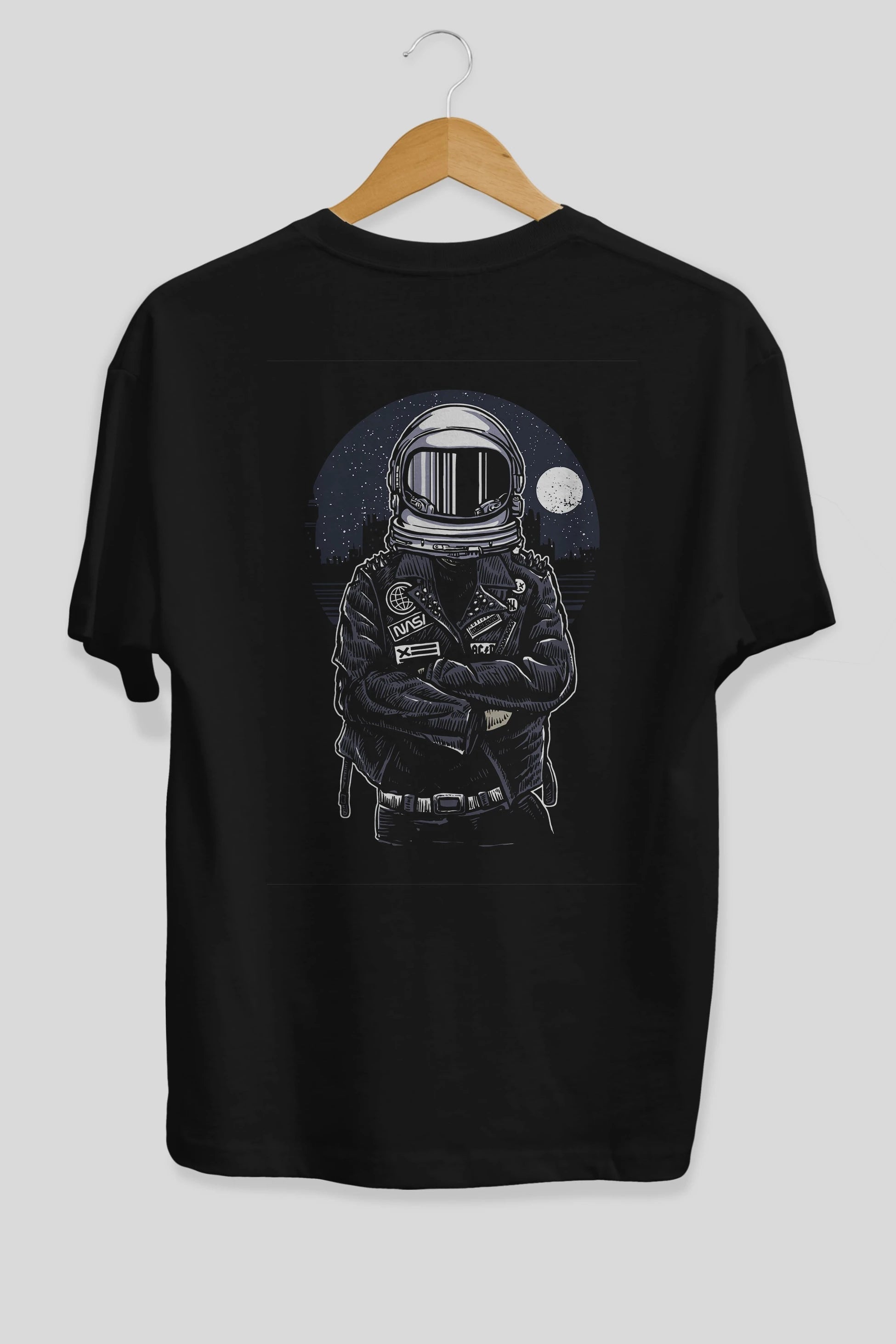 Astronaut Rebel Arka Baskılı Oversize t-shirt Erkek Kadın Unisex %100 Pamuk