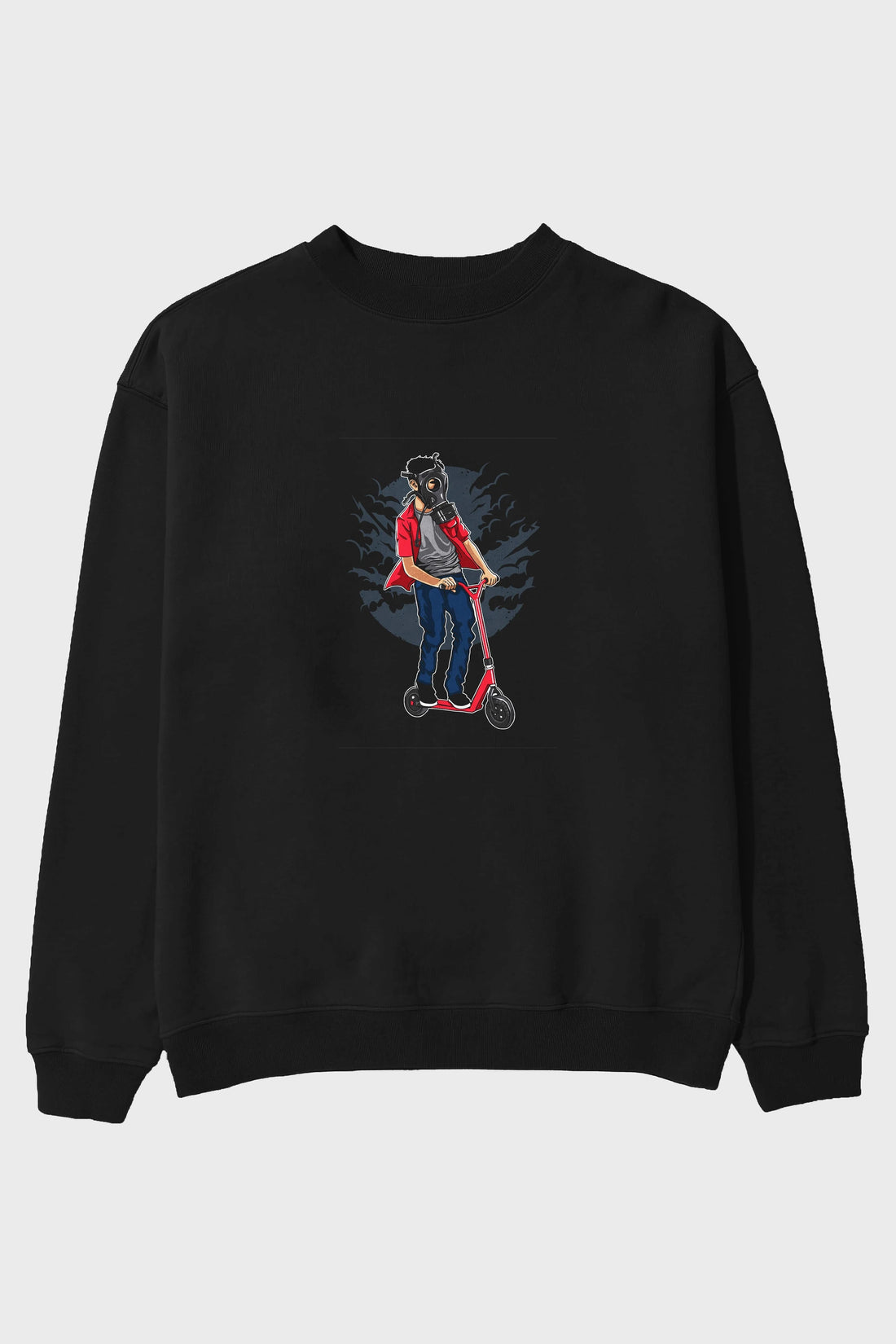 Gasmask Rider Ön Baskılı Oversize Sweatshirt Erkek Kadın Unisex