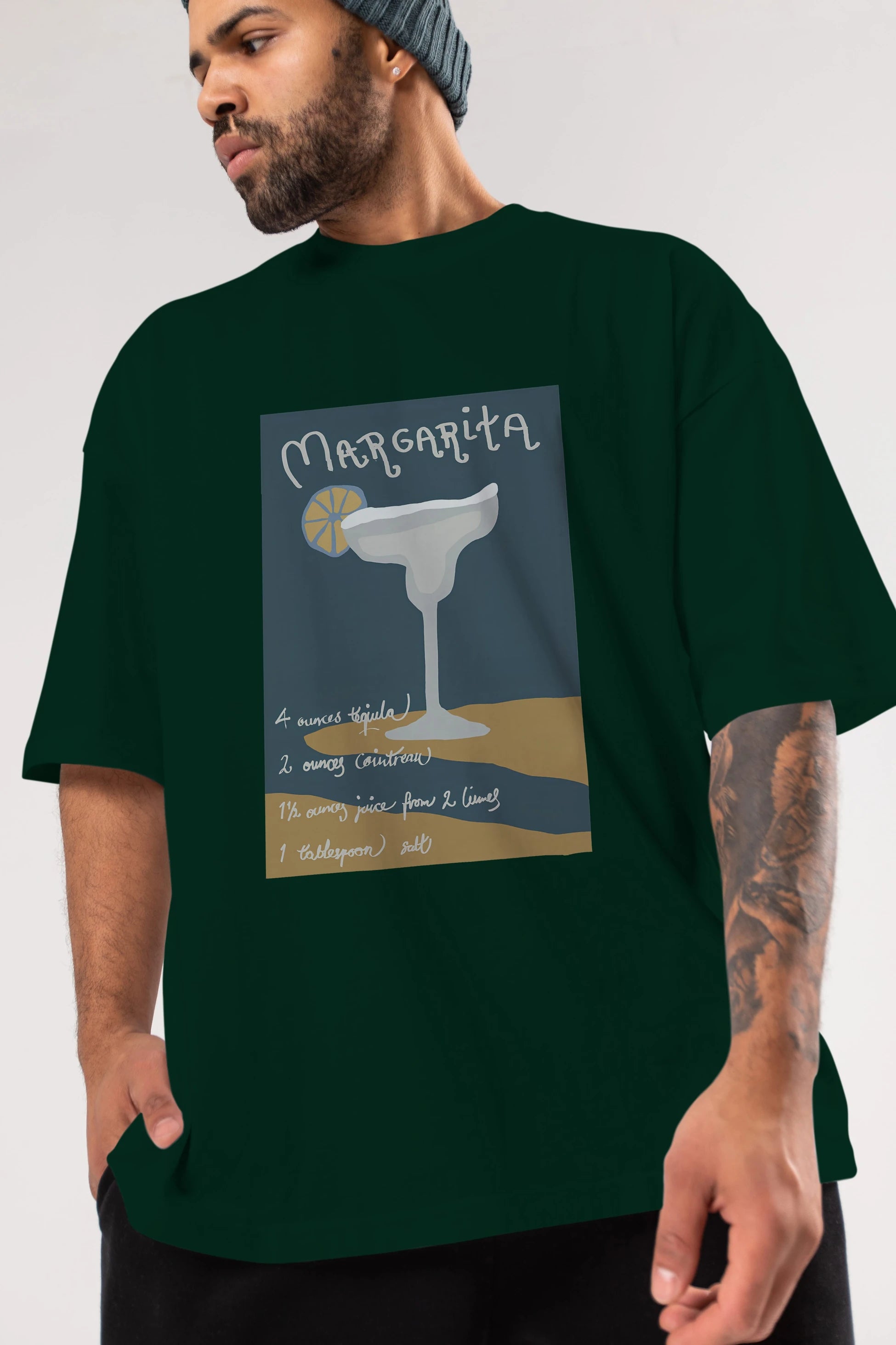 Margarita 2 Ön Baskılı Oversize t-shirt Erkek Kadın Unisex %100 Pamuk Bisiklet Yaka tişort