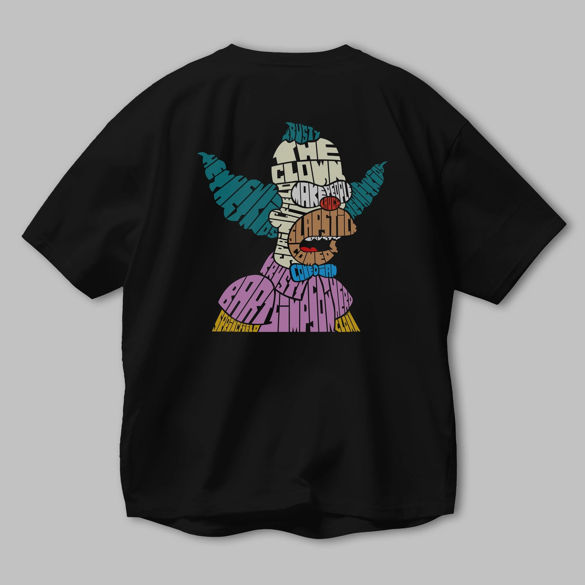 Krusty Clown Arka Baskılı Oversize t-shirt %100 pamuk Erkek Kadın Unisex