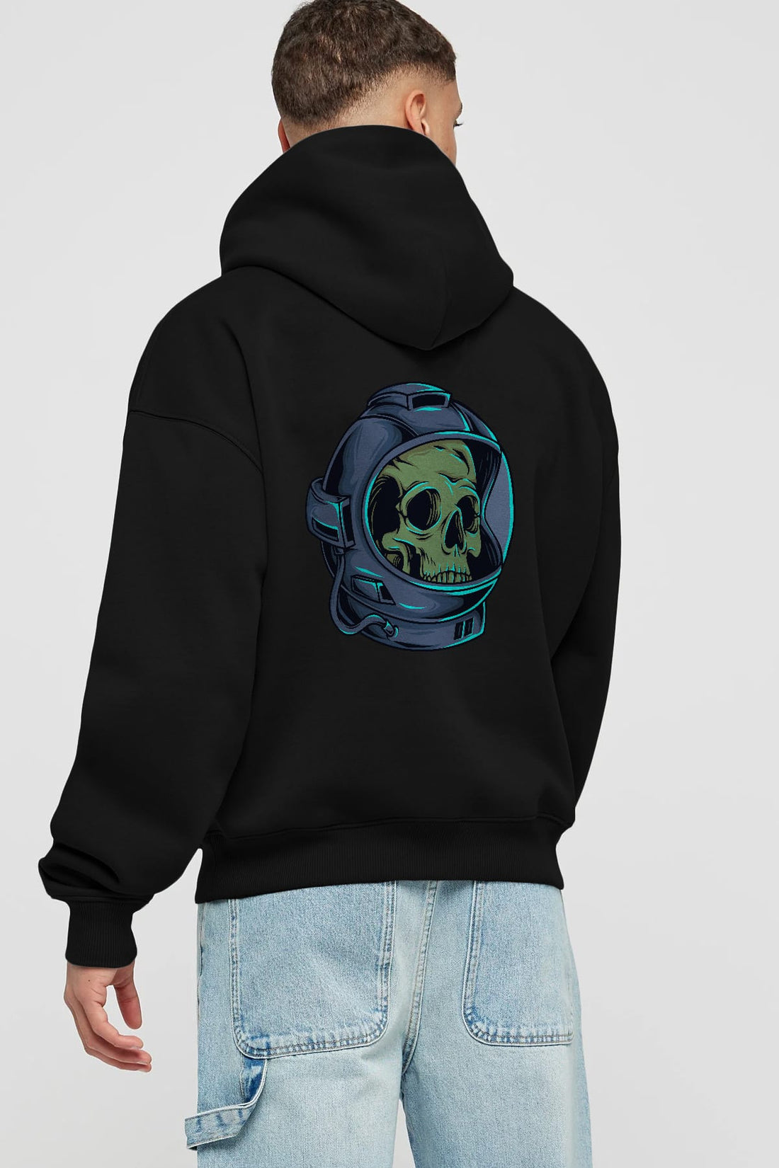 Astroskull Arka Baskılı Hoodie Oversize Kapüşonlu Sweatshirt Erkek Kadın Unisex