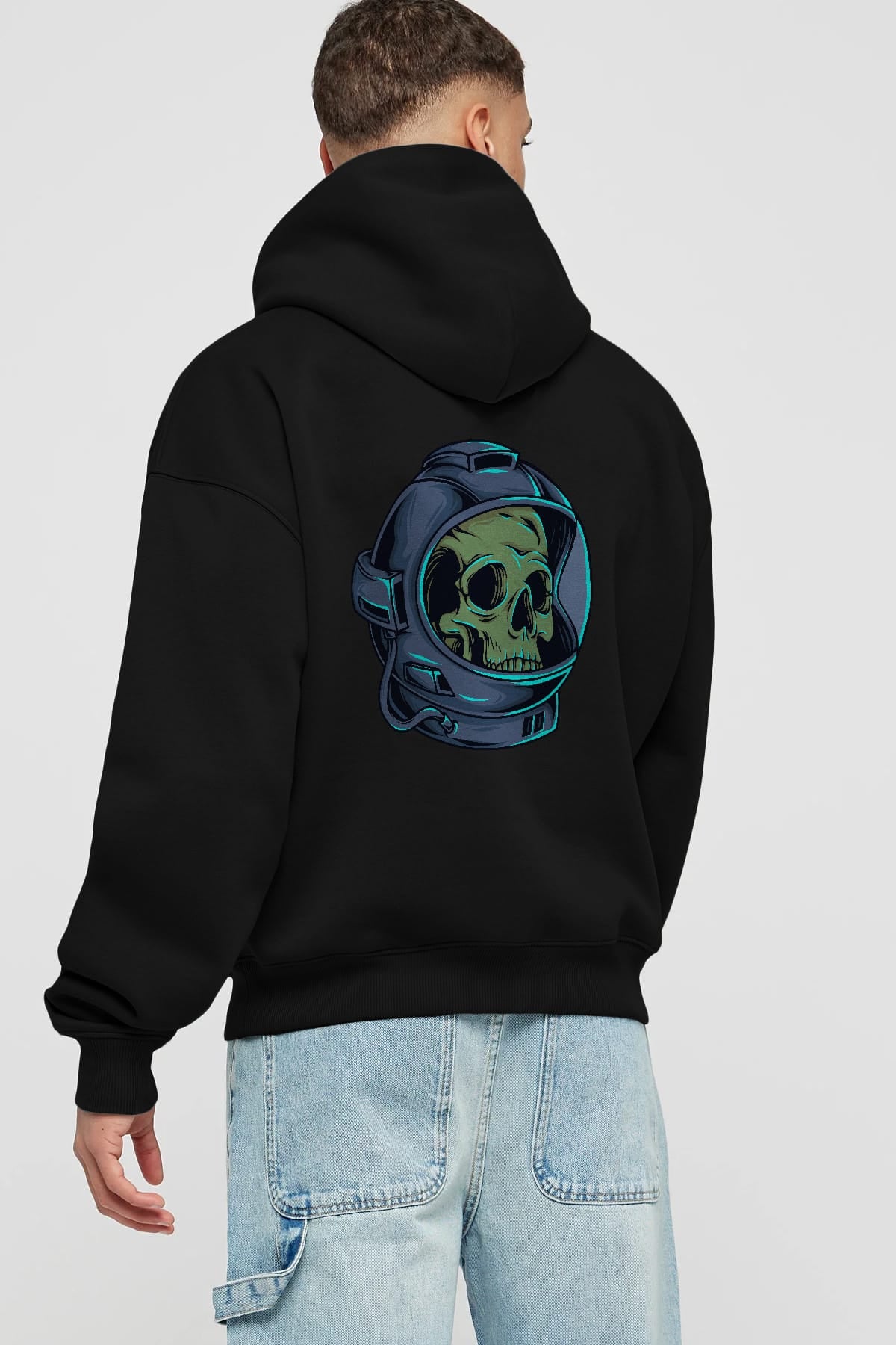 Astroskull Arka Baskılı Hoodie Oversize Kapüşonlu Sweatshirt Erkek Kadın Unisex