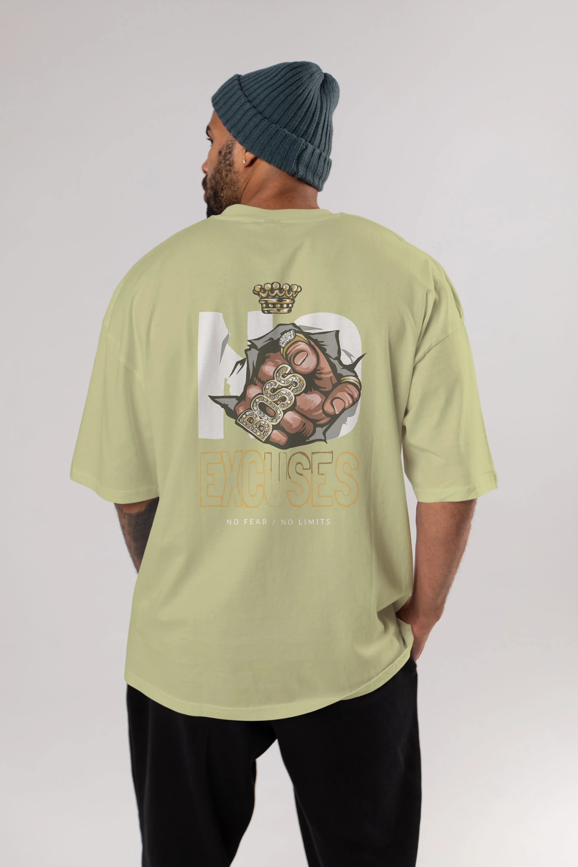 No Excuses Arka Baskılı Oversize t-shirt Erkek Kadın Unisex