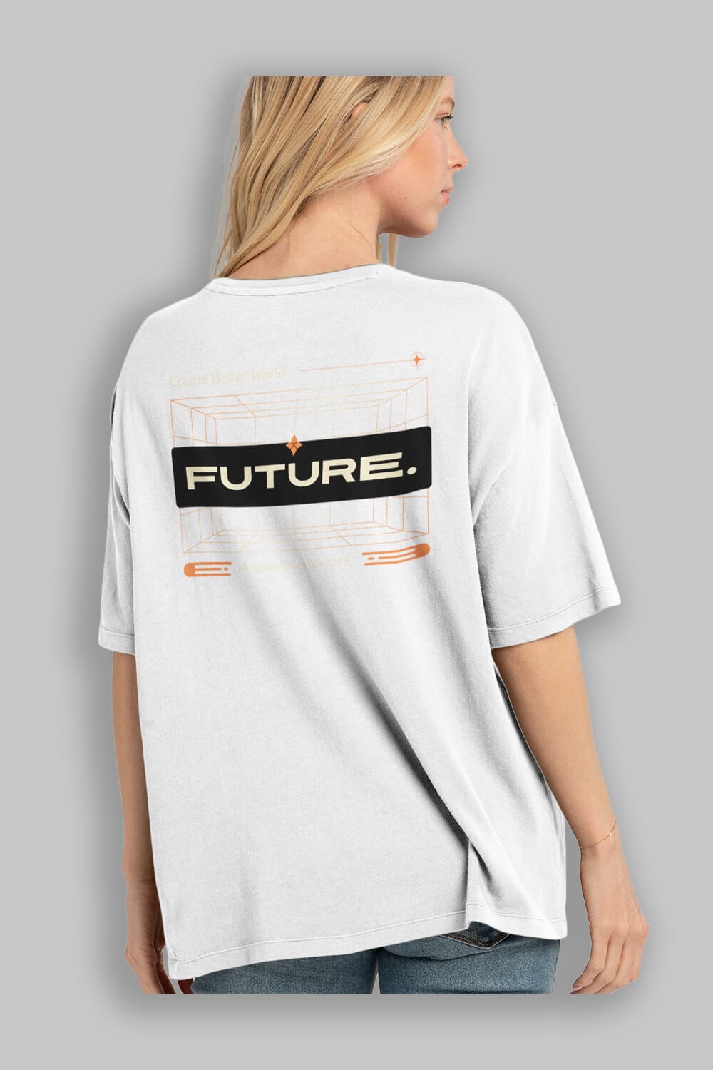 Future Arka Baskılı Oversize t-shirt Erkek Kadın Unisex