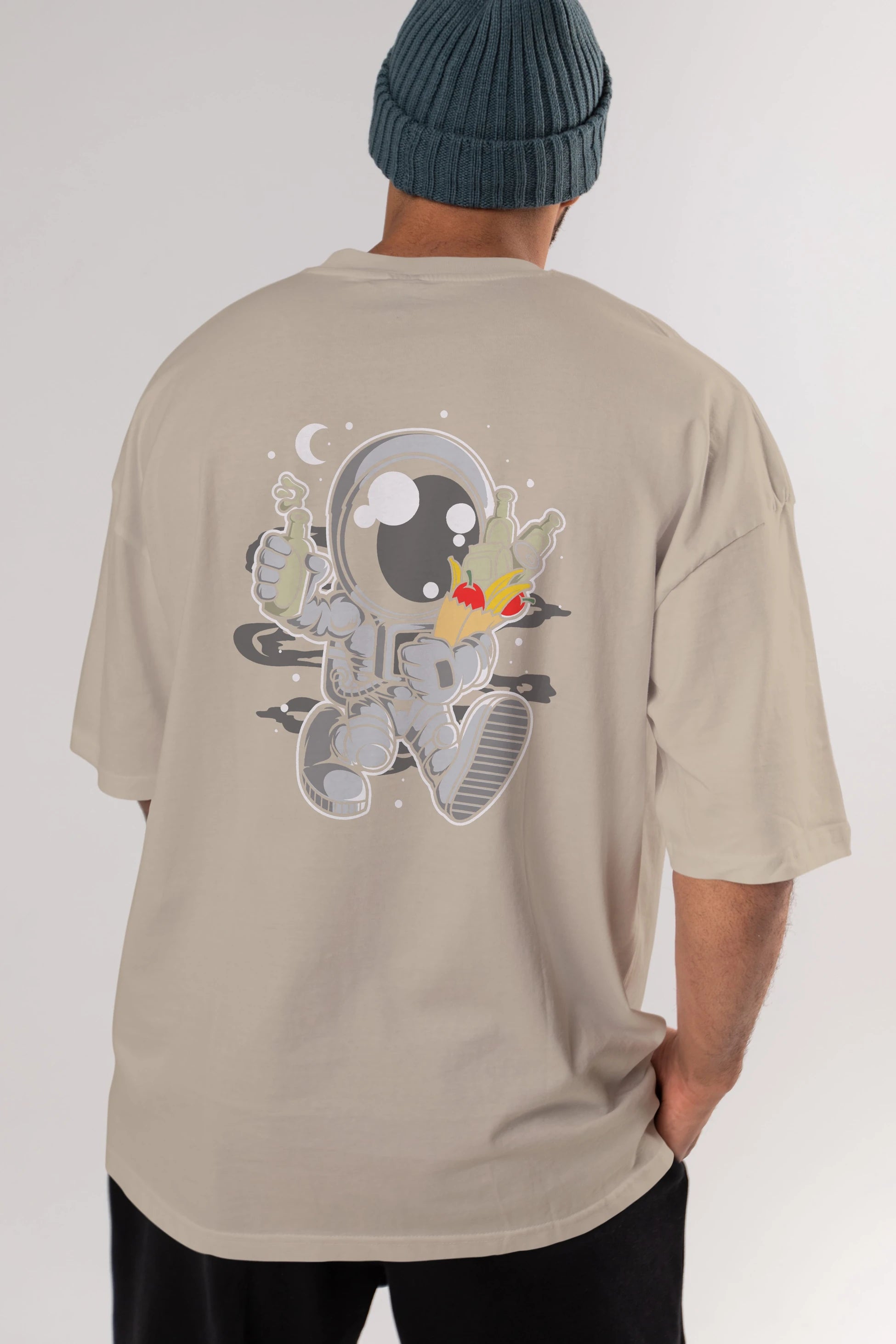 Astronaut Grochery Arka Baskılı Oversize t-shirt Erkek Kadın Unisex