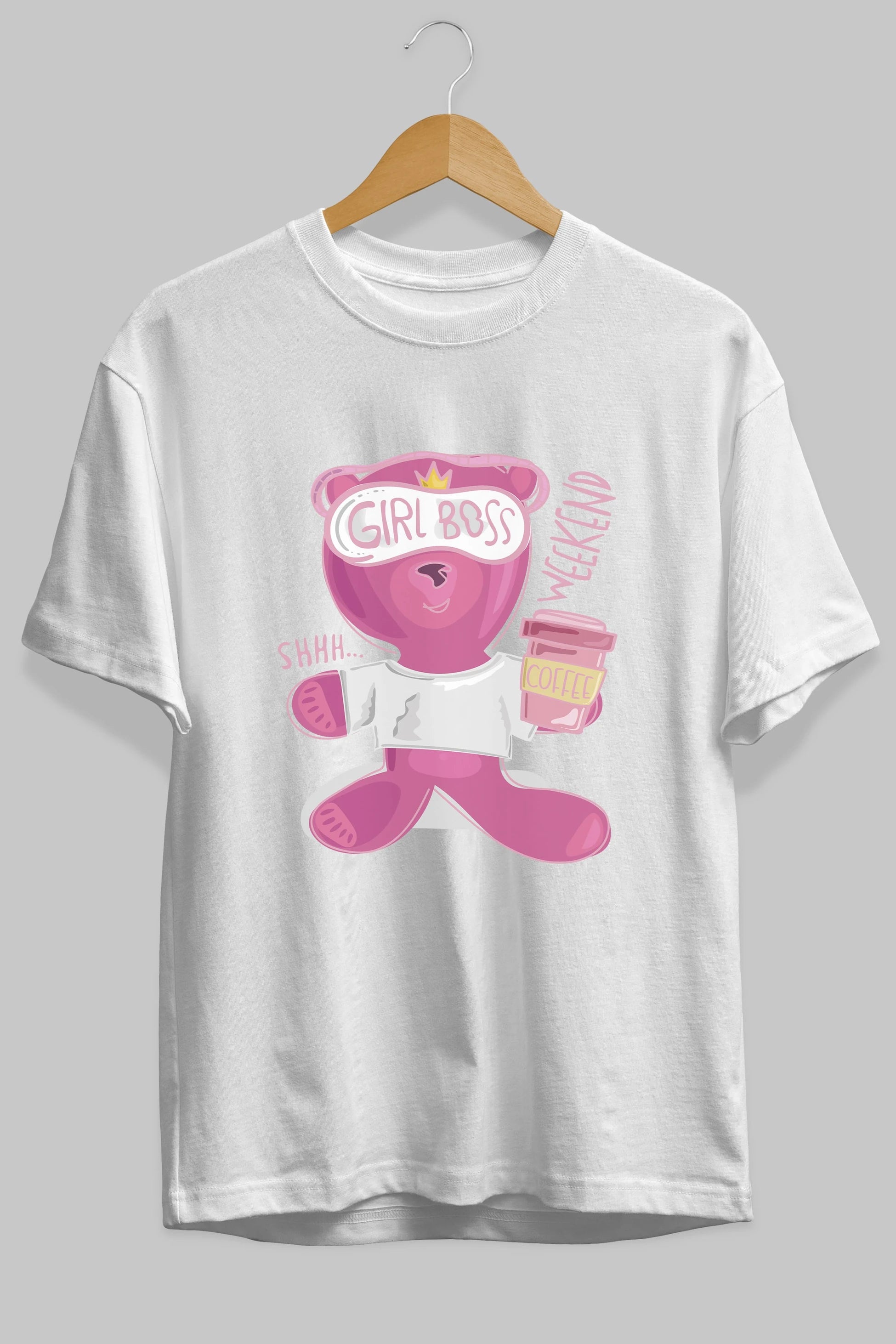 Girl Boss Bear Ön Baskılı Oversize t-shirt Erkek Kadın Unisex